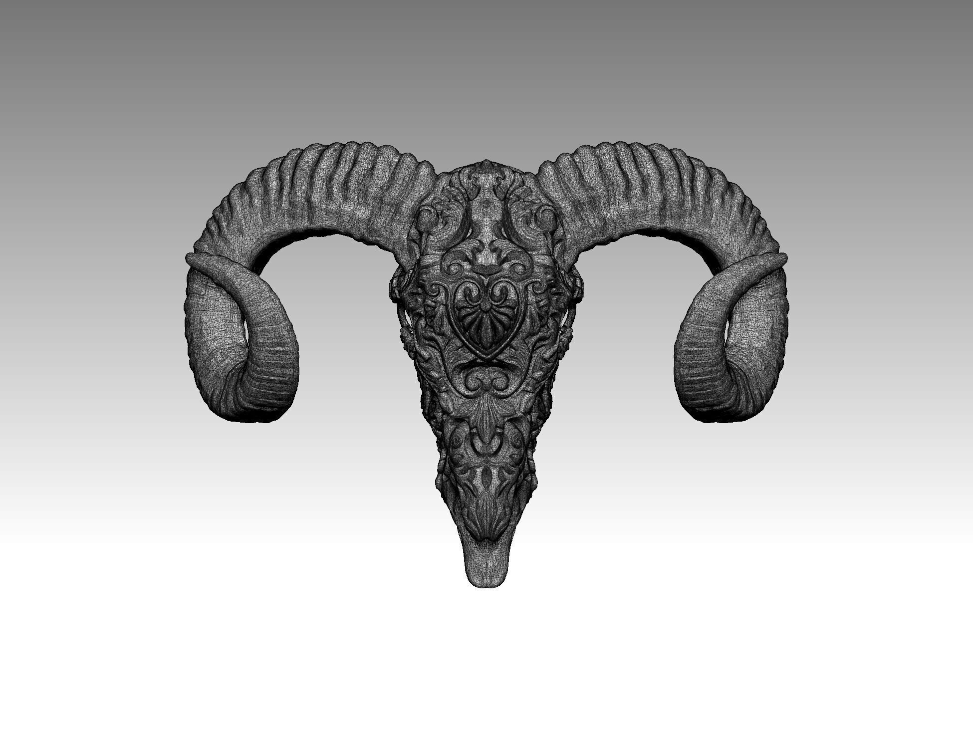 bull goat statue head 3D print model_5