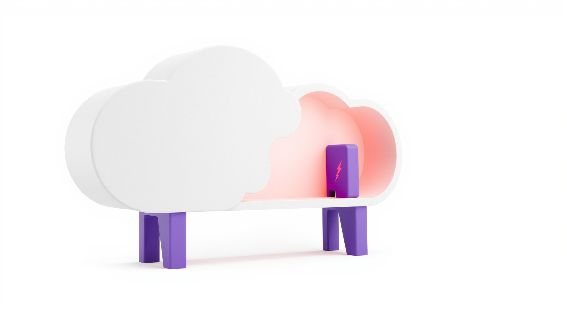 Cloud Bookshelf with LED Lightning Accents Low-poly 3D model_3