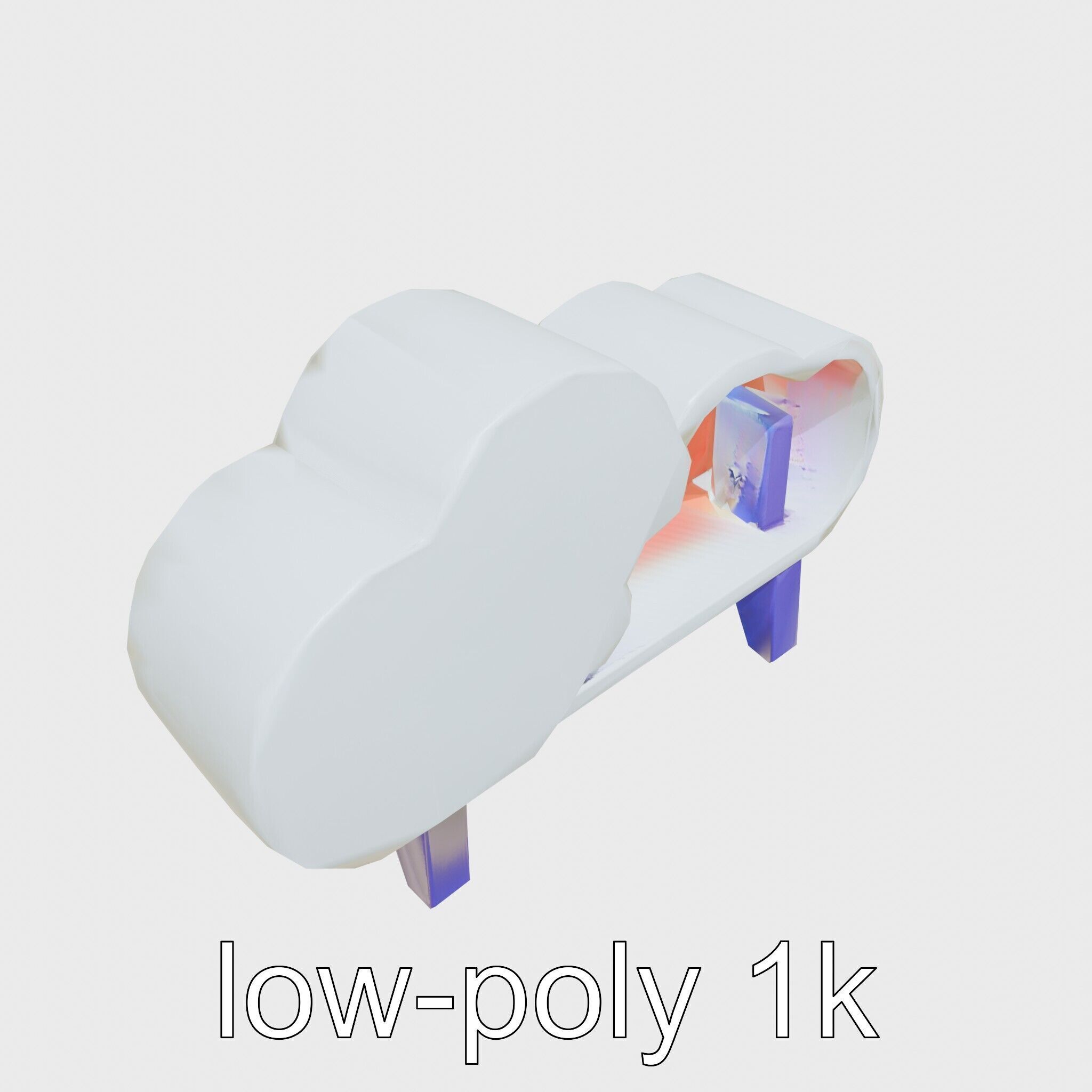 Cloud Bookshelf with LED Lightning Accents Low-poly 3D model_12