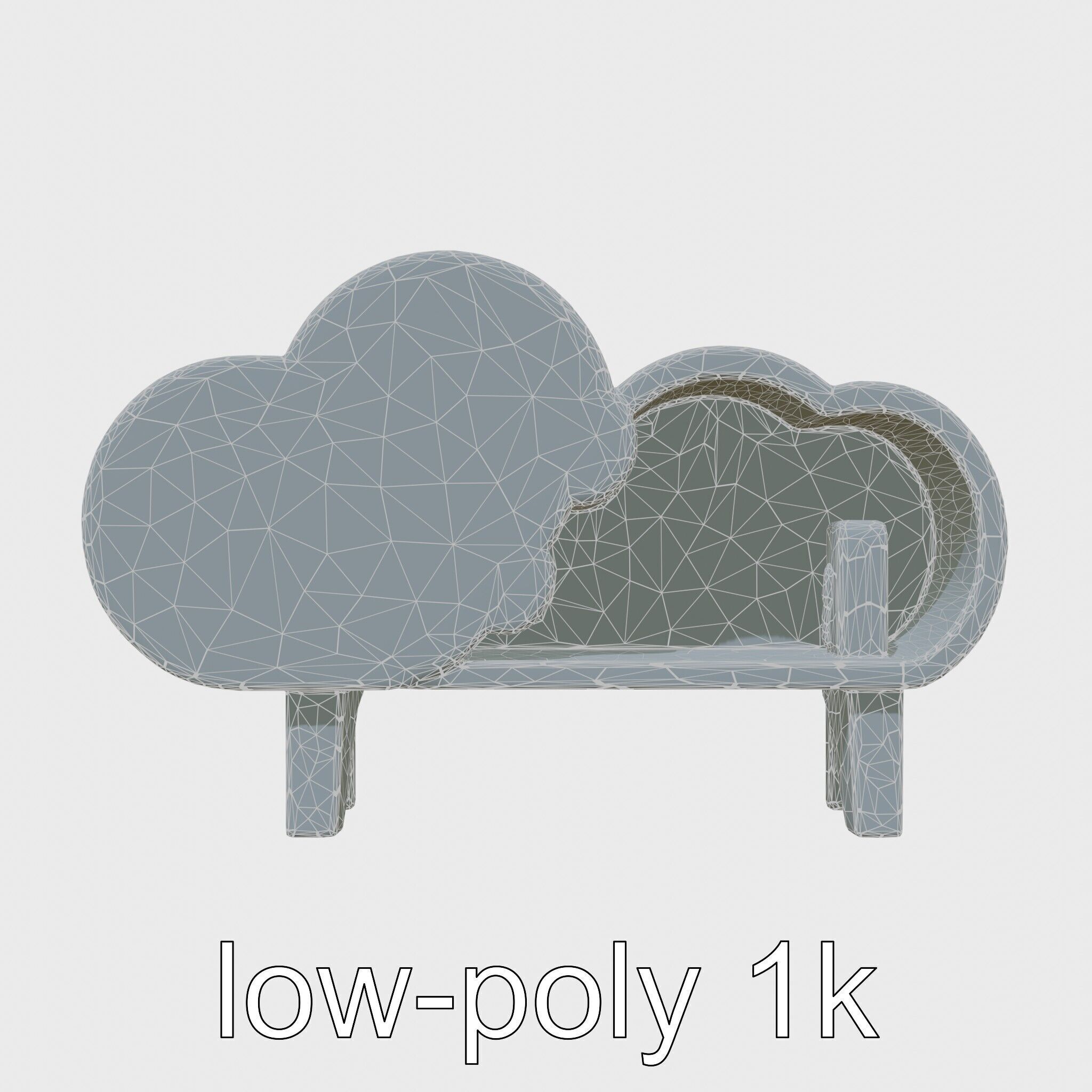 Cloud Bookshelf with LED Lightning Accents Low-poly 3D model_6