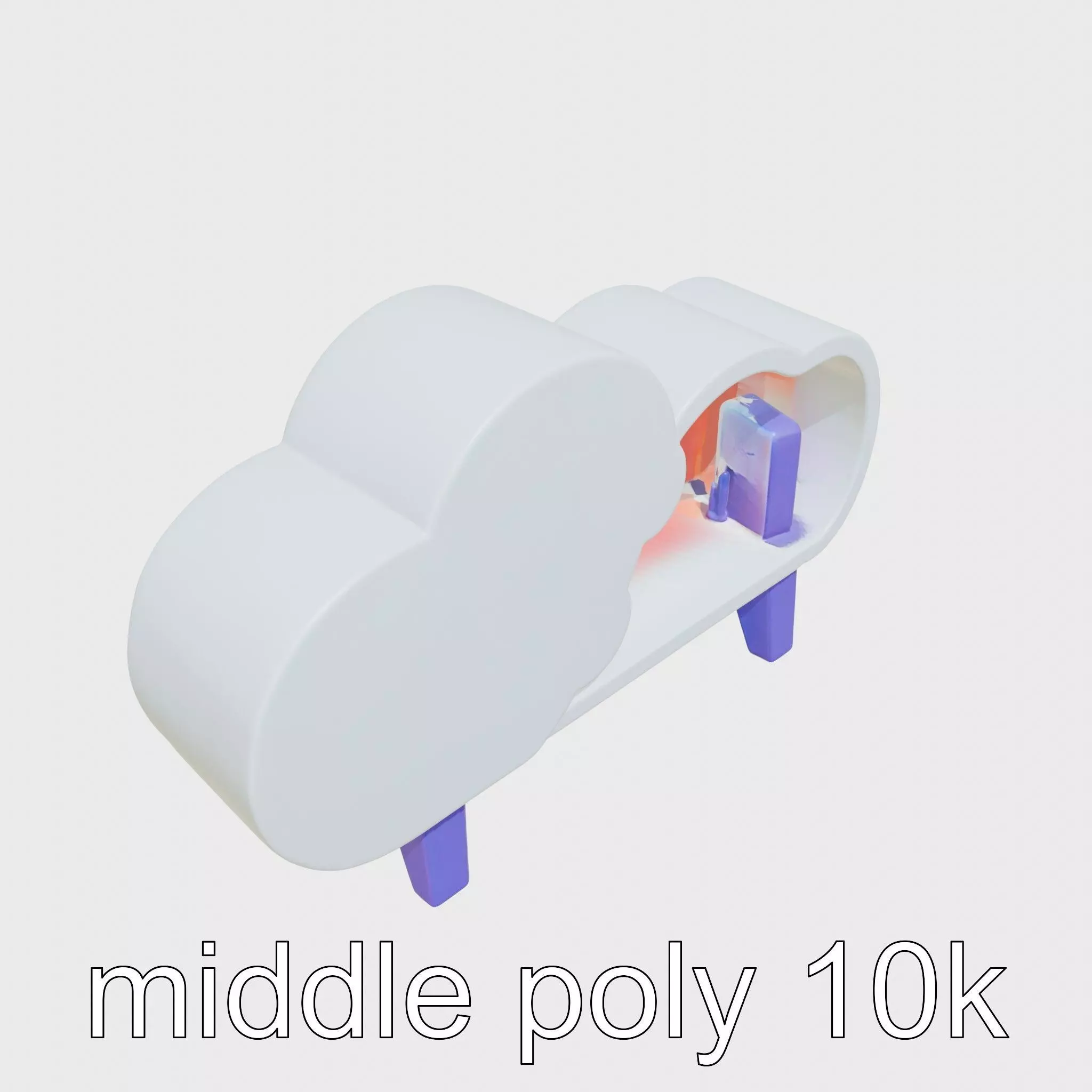 Cloud Bookshelf with LED Lightning Accents Low-poly 3D model_0