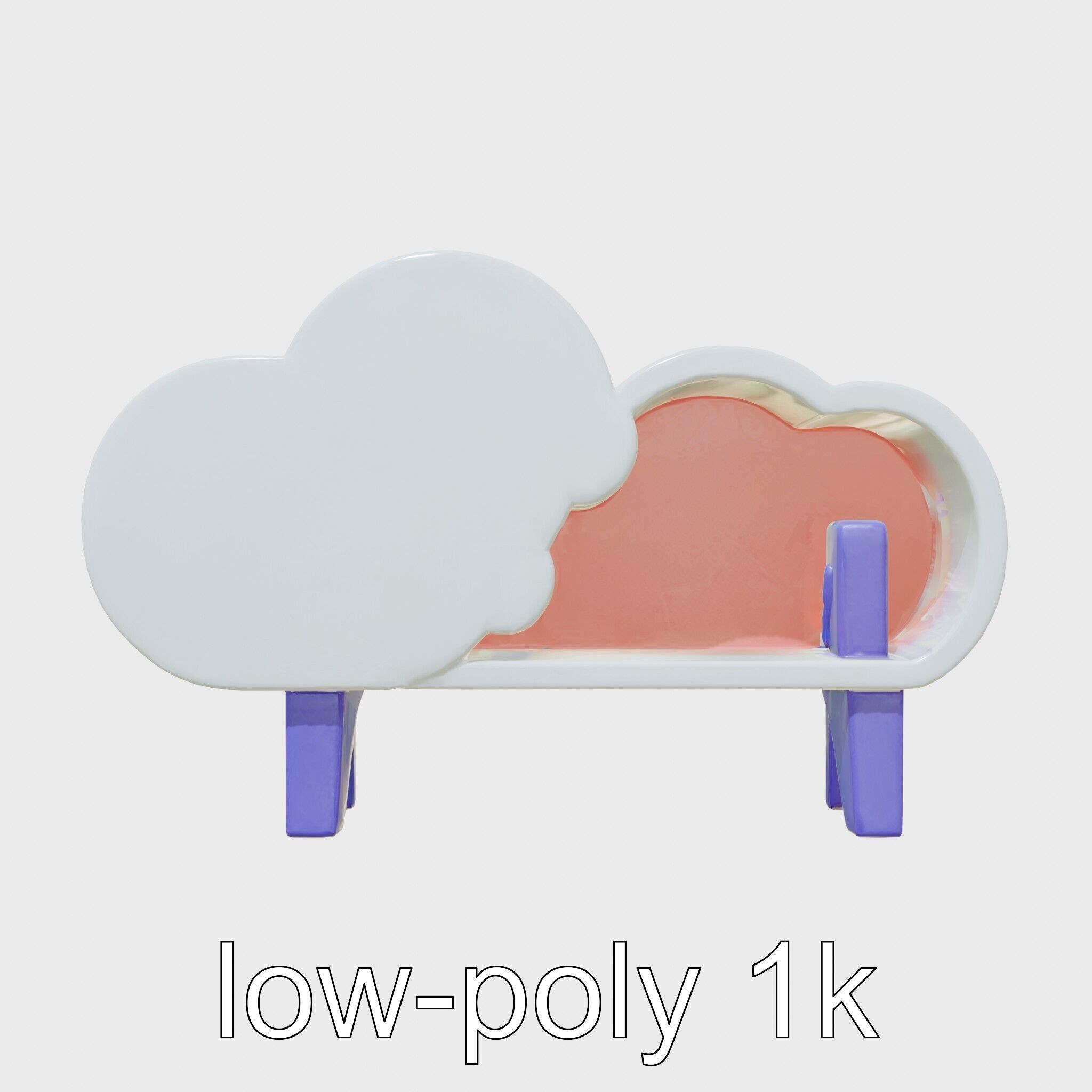 Cloud Bookshelf with LED Lightning Accents Low-poly 3D model_21