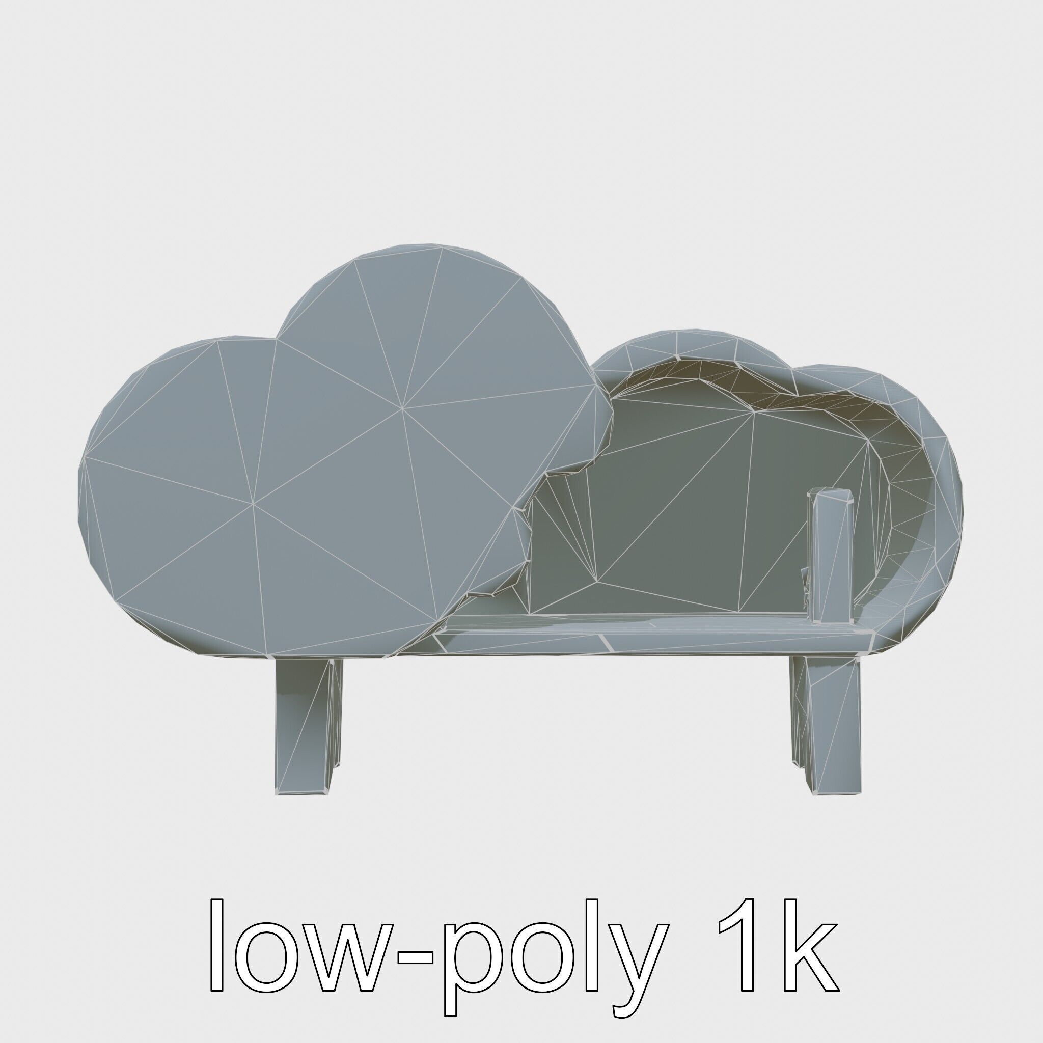 Cloud Bookshelf with LED Lightning Accents Low-poly 3D model_27