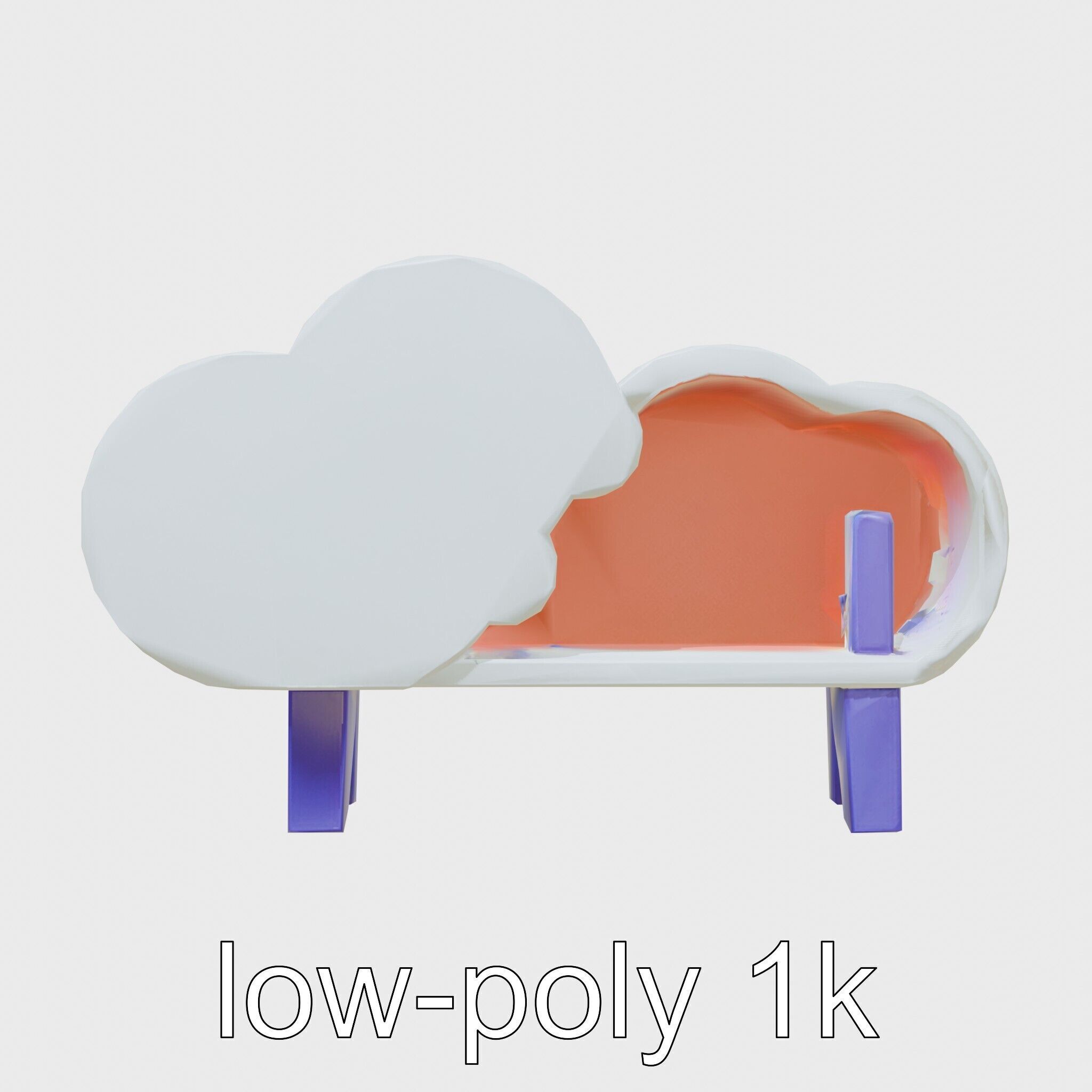 Cloud Bookshelf with LED Lightning Accents Low-poly 3D model_5