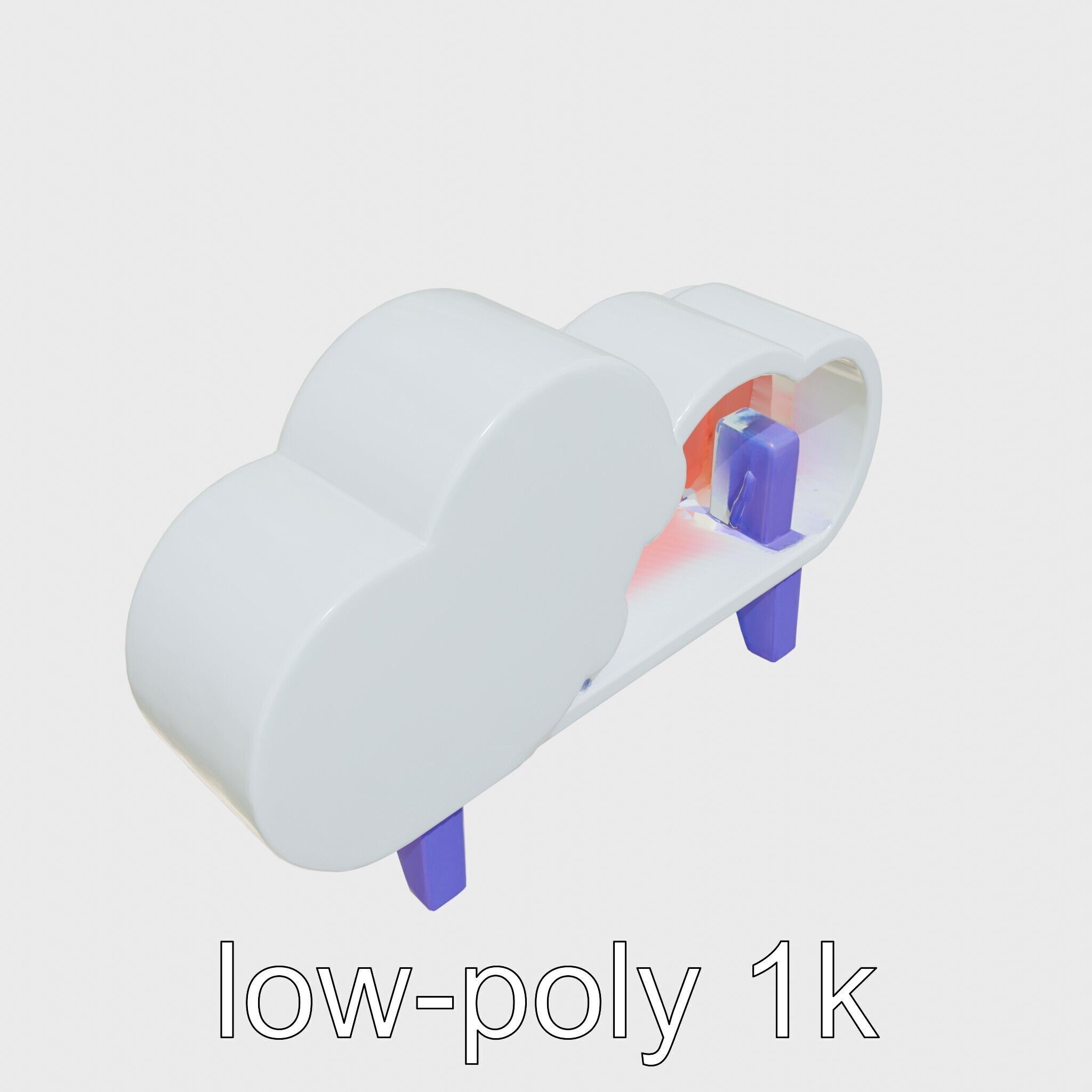 Cloud Bookshelf with LED Lightning Accents Low-poly 3D model_11