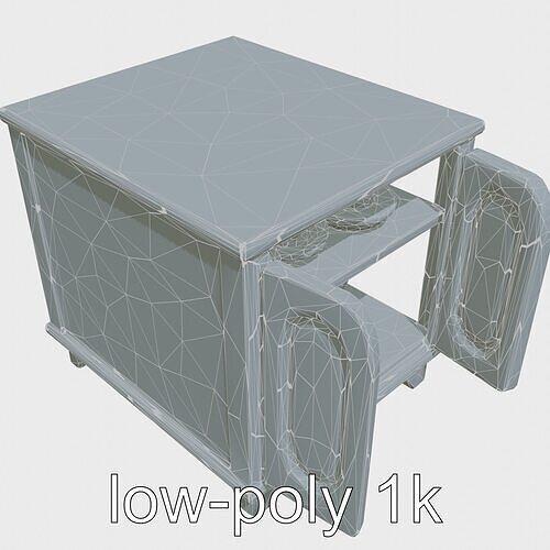 Cartoon Toy Storage Cabinet with Rounded Doors Low-poly 3D model