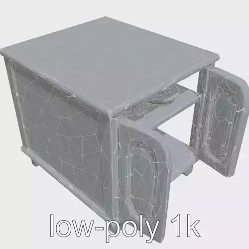 Cartoon Toy Storage Cabinet with Rounded Doors Low-poly 3D model