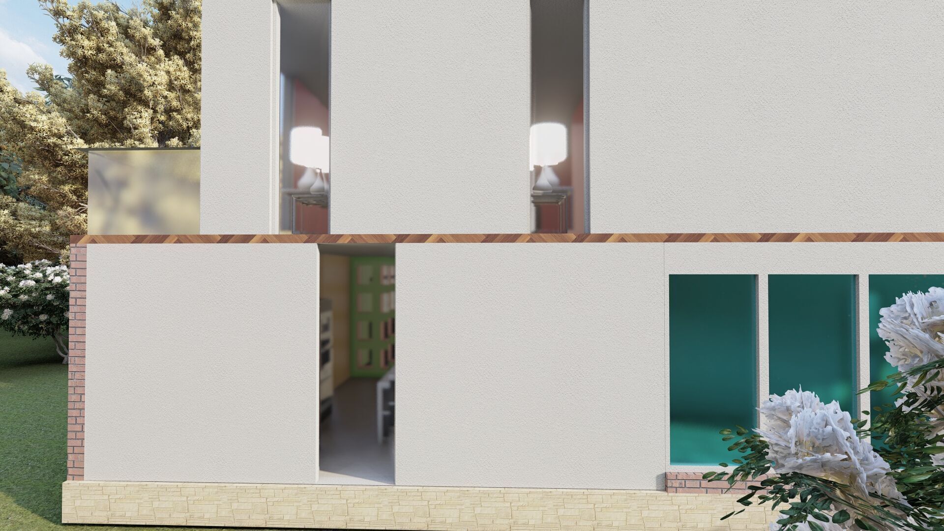 Modern two story house with pool 3D model_10