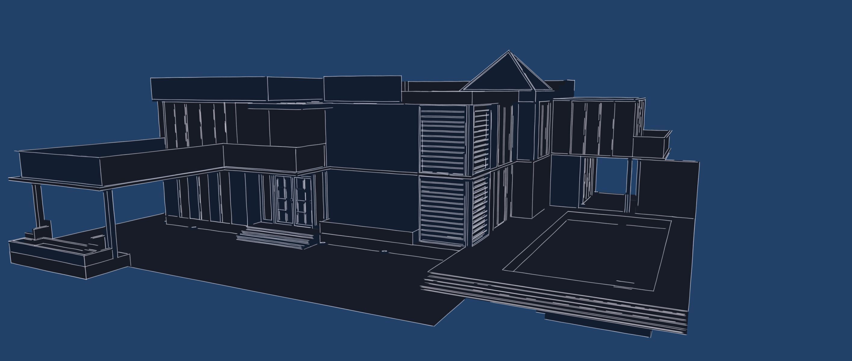 Modern two story house with pool 3D model_46