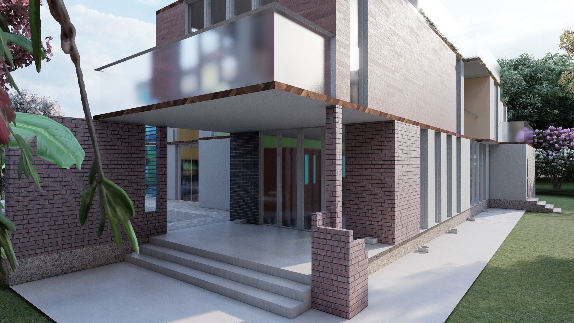 Modern two story house with pool 3D model_25