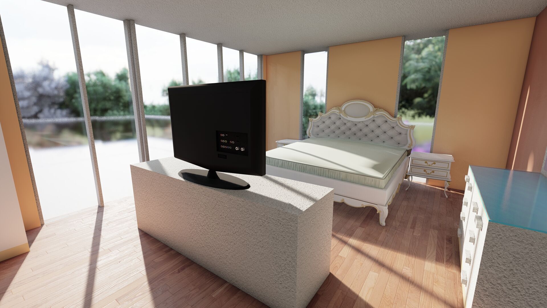 Modern two story house with pool 3D model_39