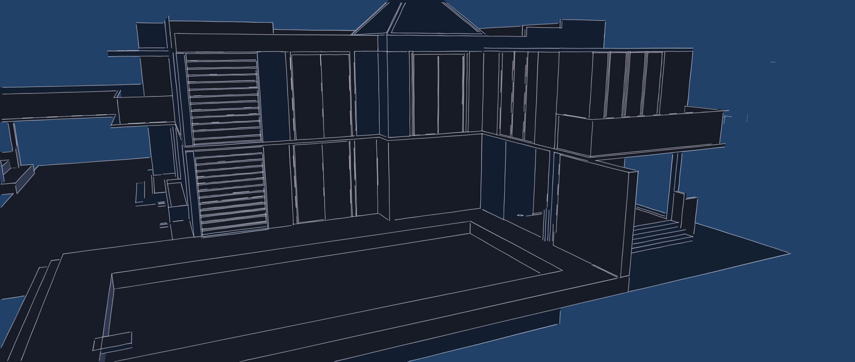 Modern two story house with pool 3D model_47