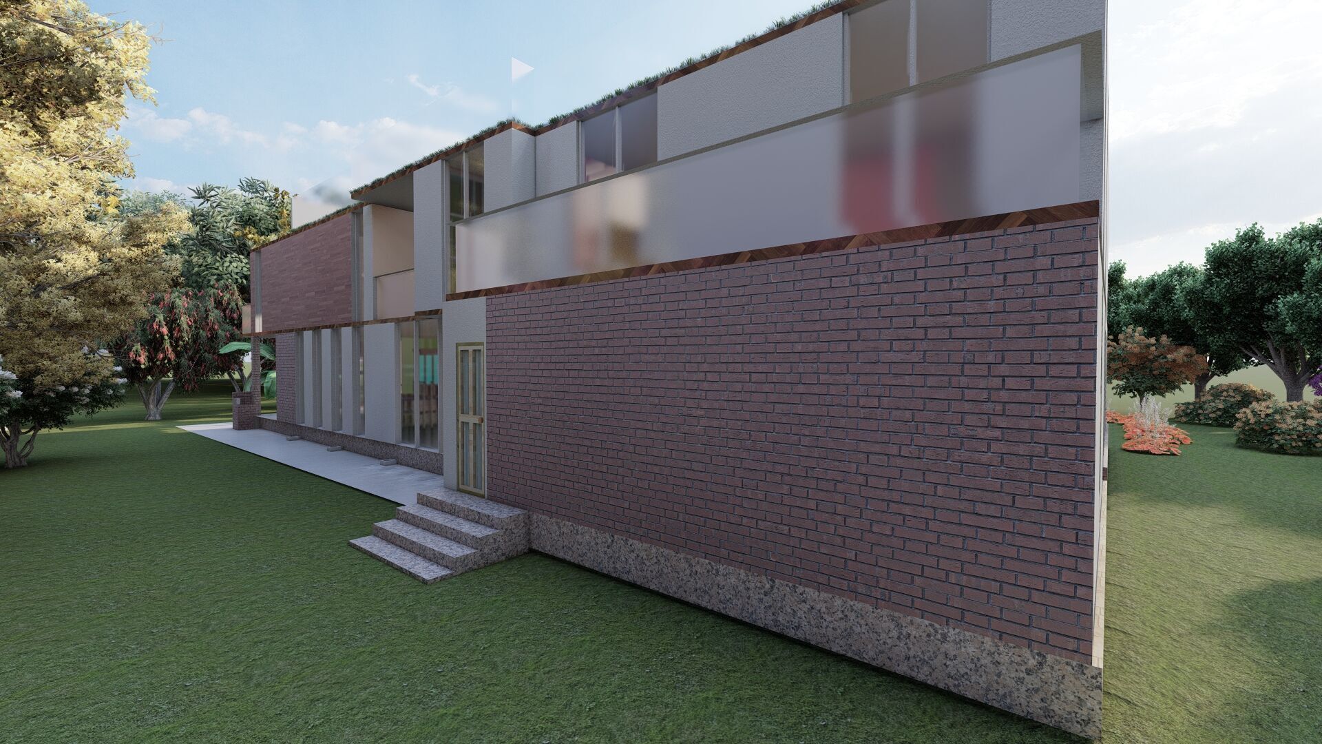 Modern two story house with pool 3D model_9