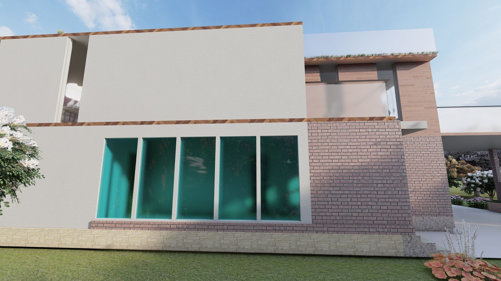 Modern two story house with pool 3D model_11