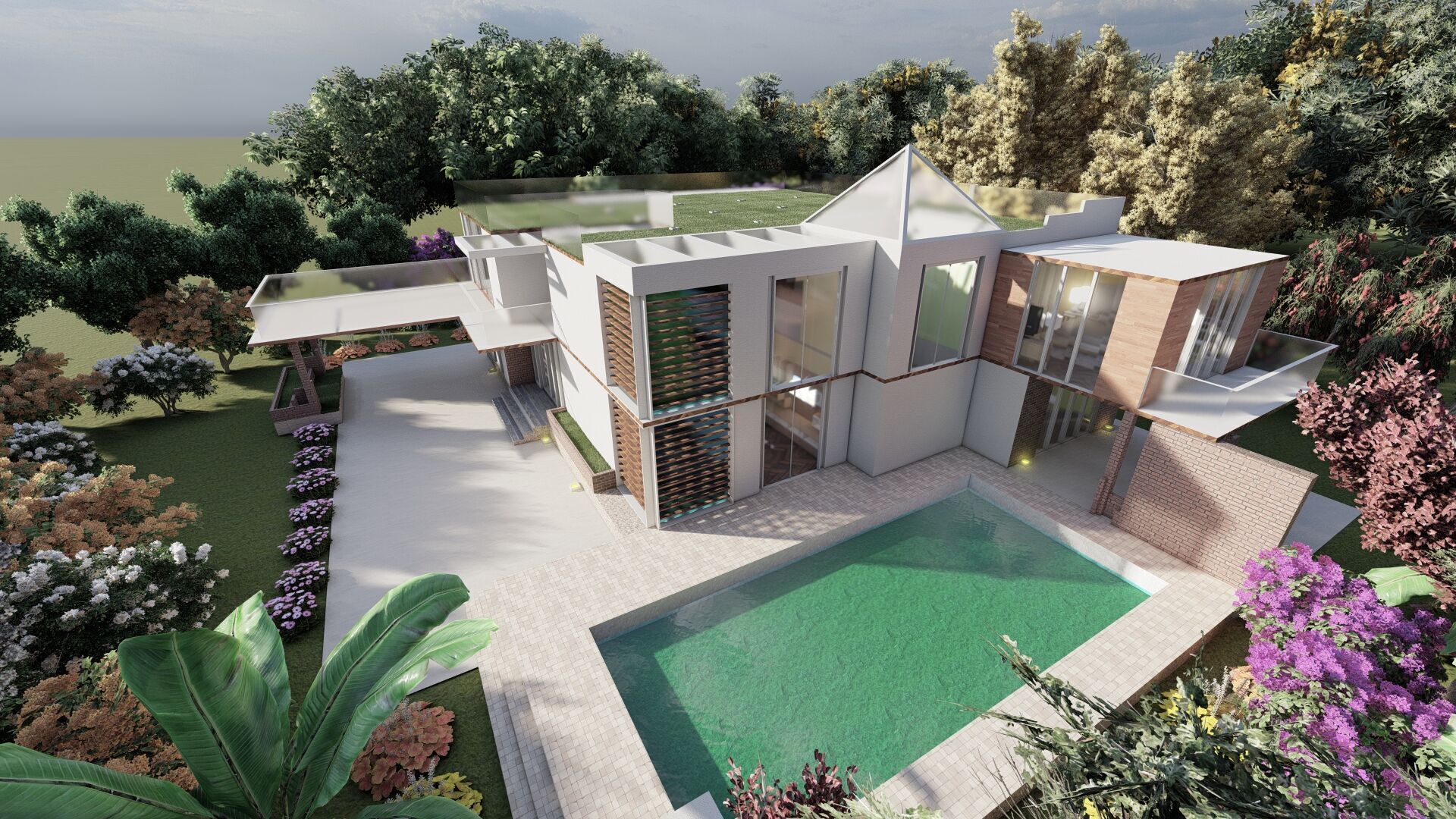 Modern two story house with pool 3D model_19