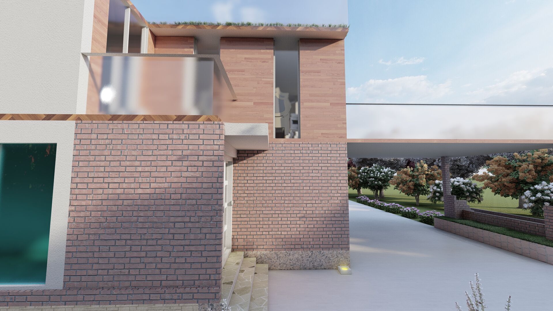 Modern two story house with pool 3D model_12