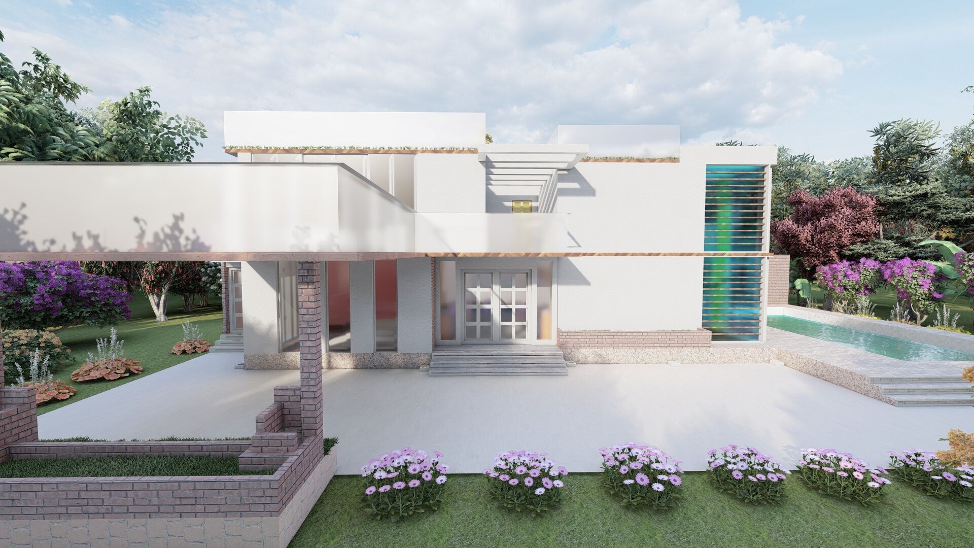 Modern two story house with pool 3D model_14