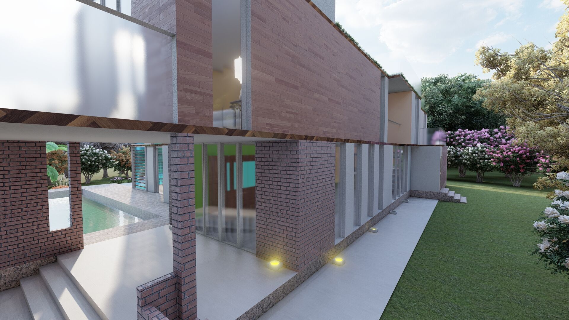 Modern two story house with pool 3D model_5