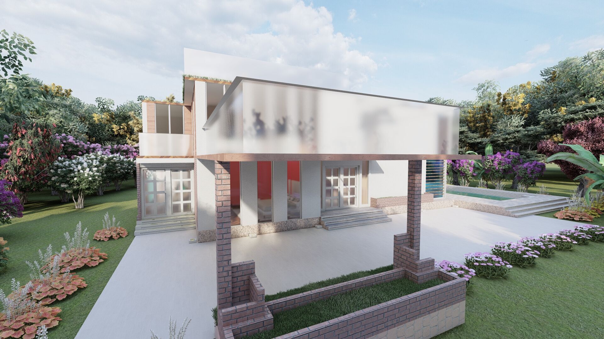 Modern two story house with pool 3D model_13