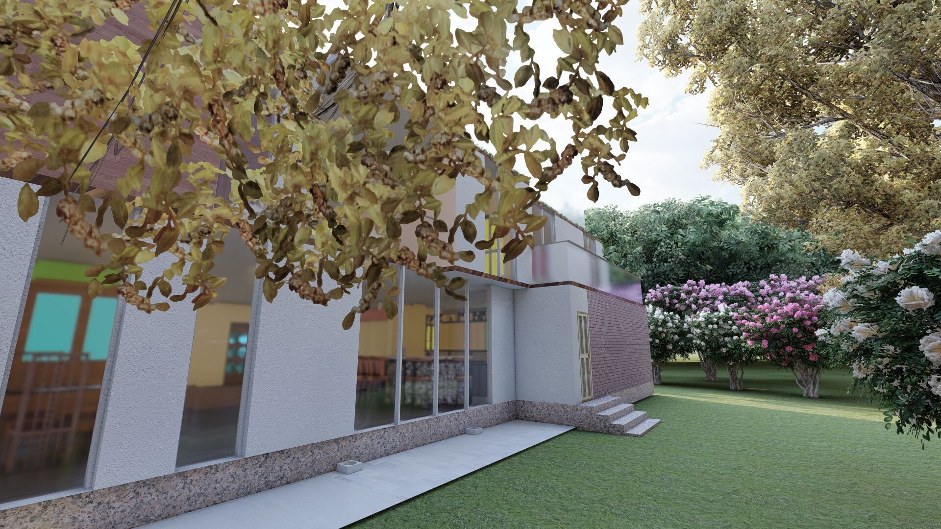 Modern two story house with pool 3D model_7