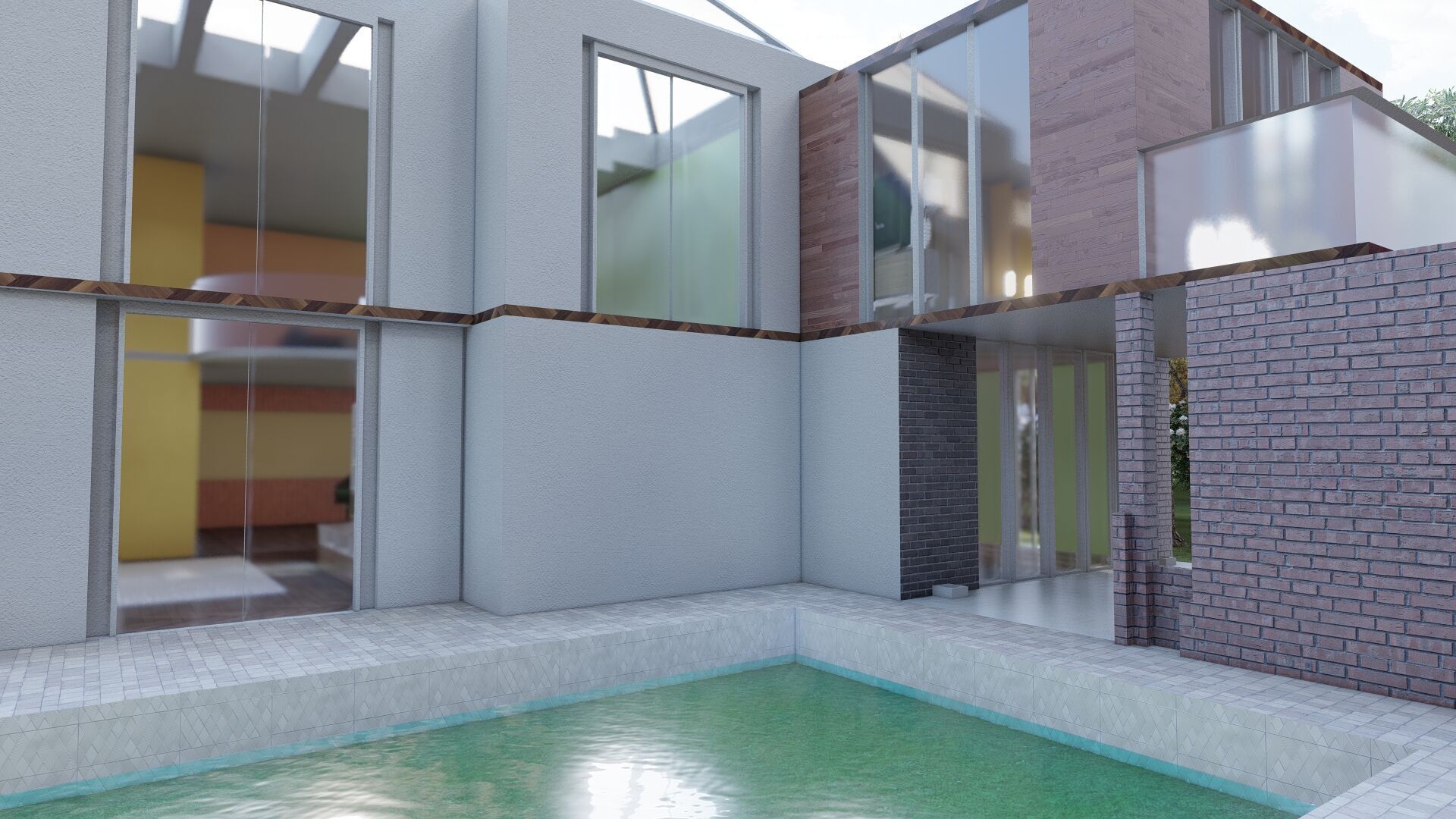 Modern two story house with pool 3D model_24
