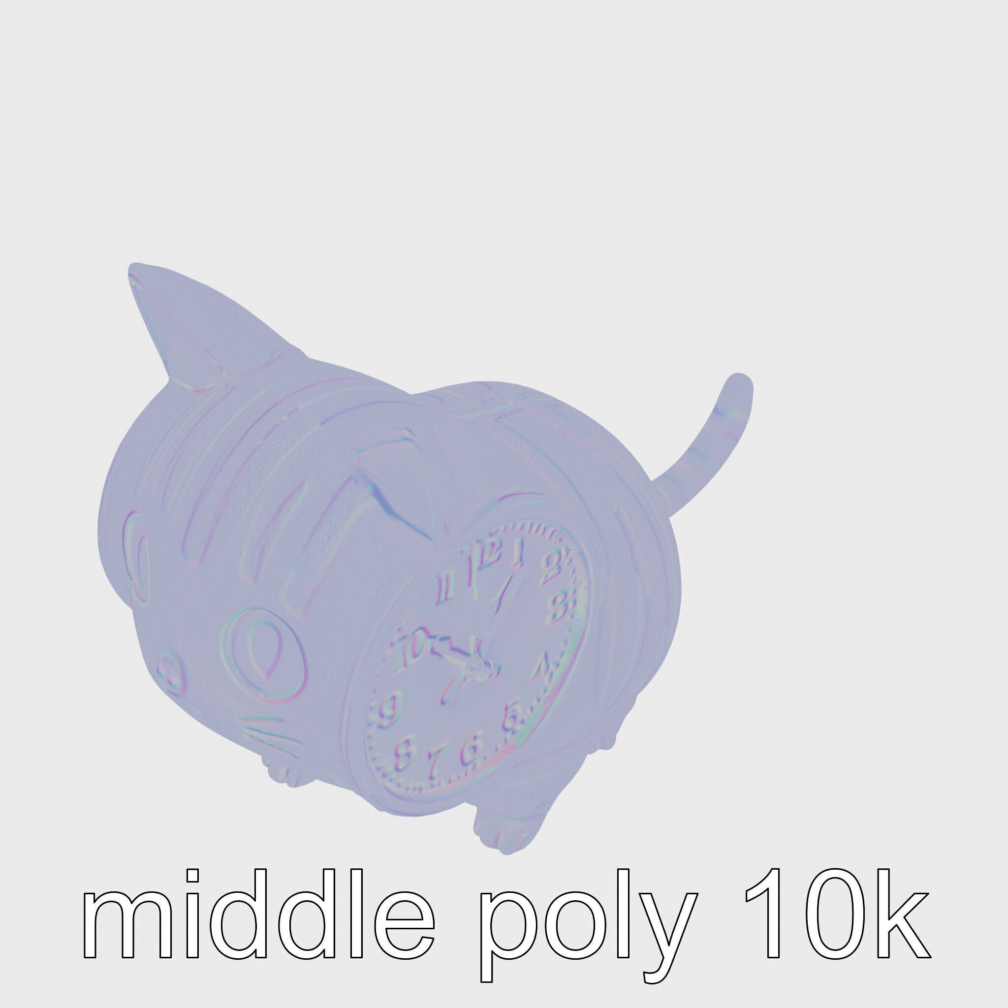 Striped Cat Clock with Swinging Tail as Pendulum Low-poly 3D model_18