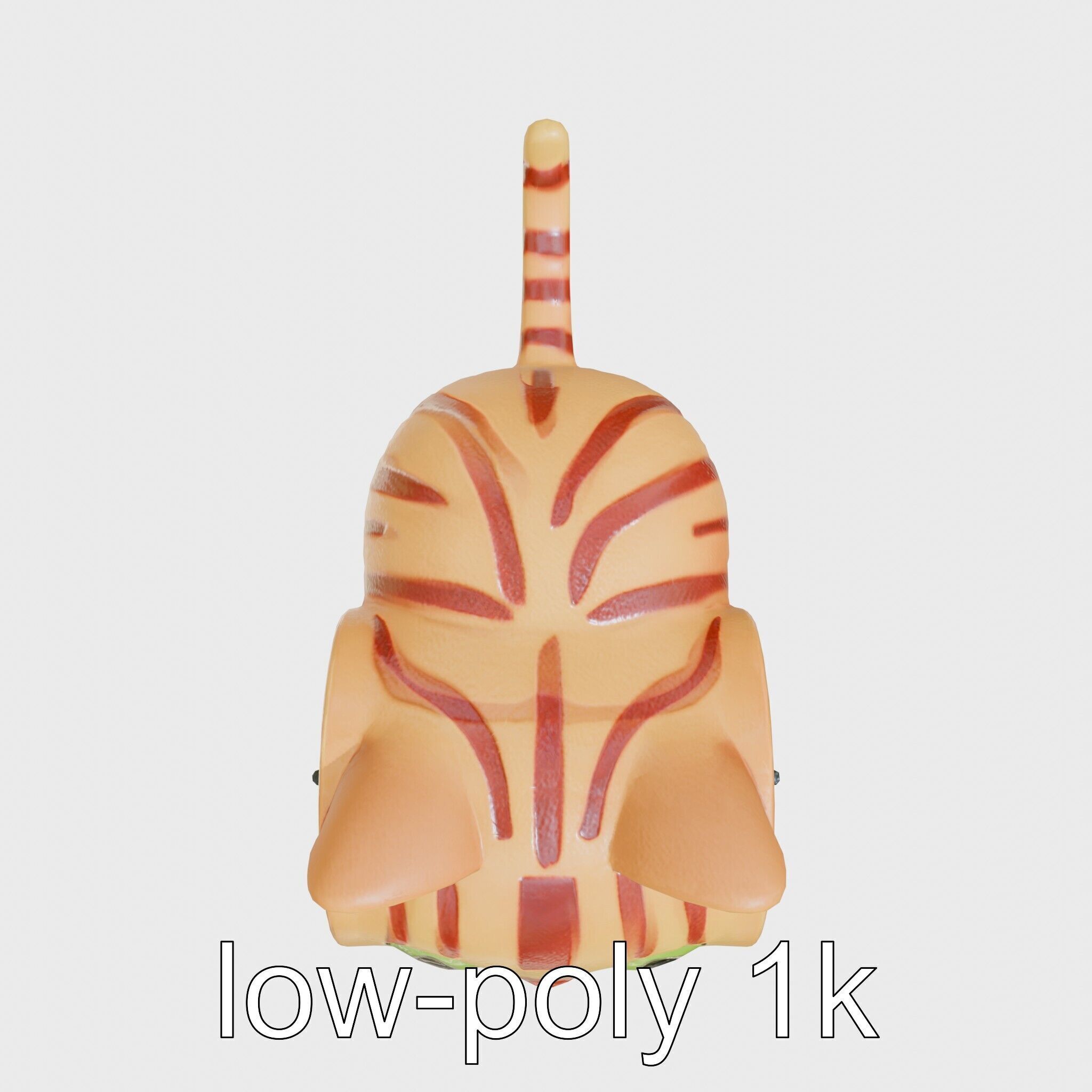 Striped Cat Clock with Swinging Tail as Pendulum Low-poly 3D model_24