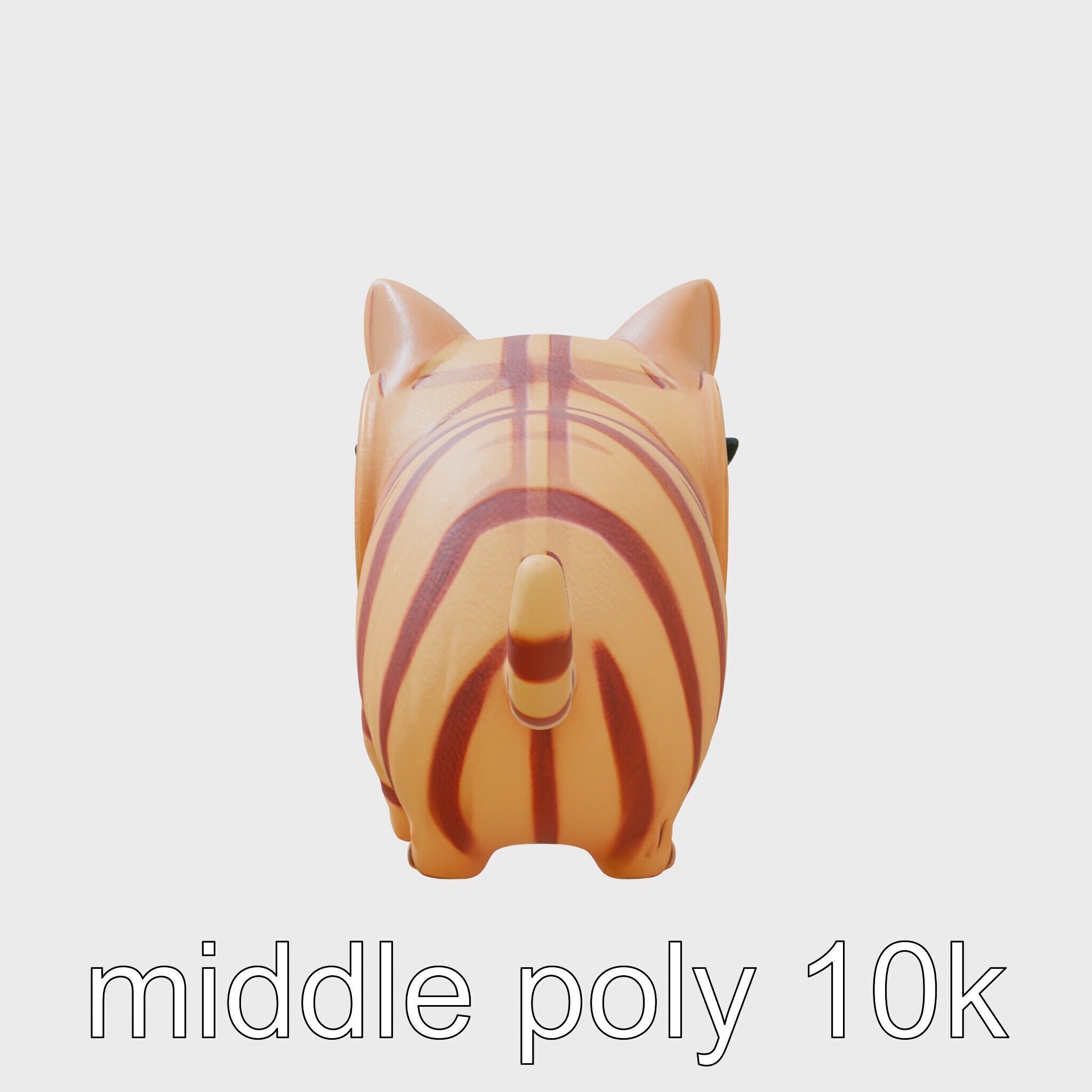 Striped Cat Clock with Swinging Tail as Pendulum Low-poly 3D model_28