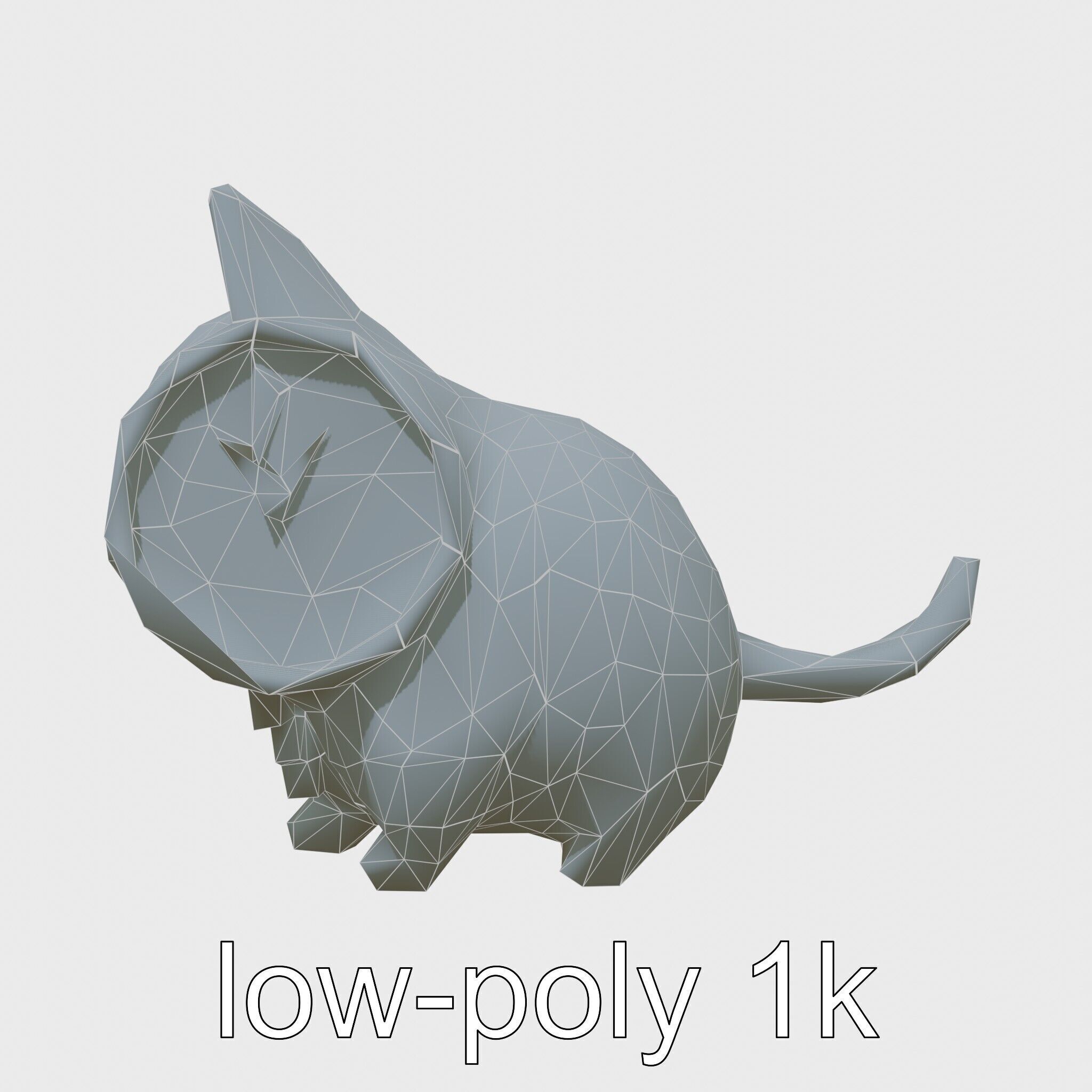 Striped Cat Clock with Swinging Tail as Pendulum Low-poly 3D model_13
