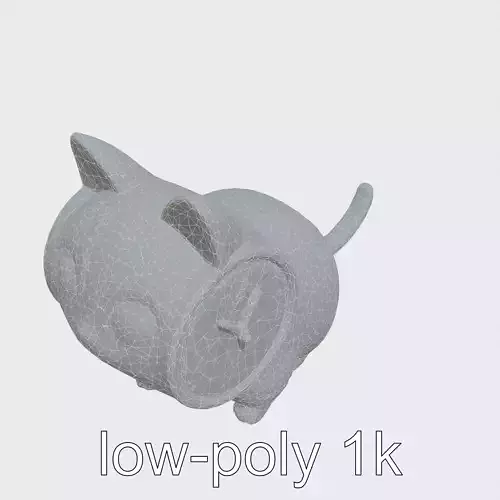Striped Cat Clock with Swinging Tail as Pendulum Low-poly 3D model