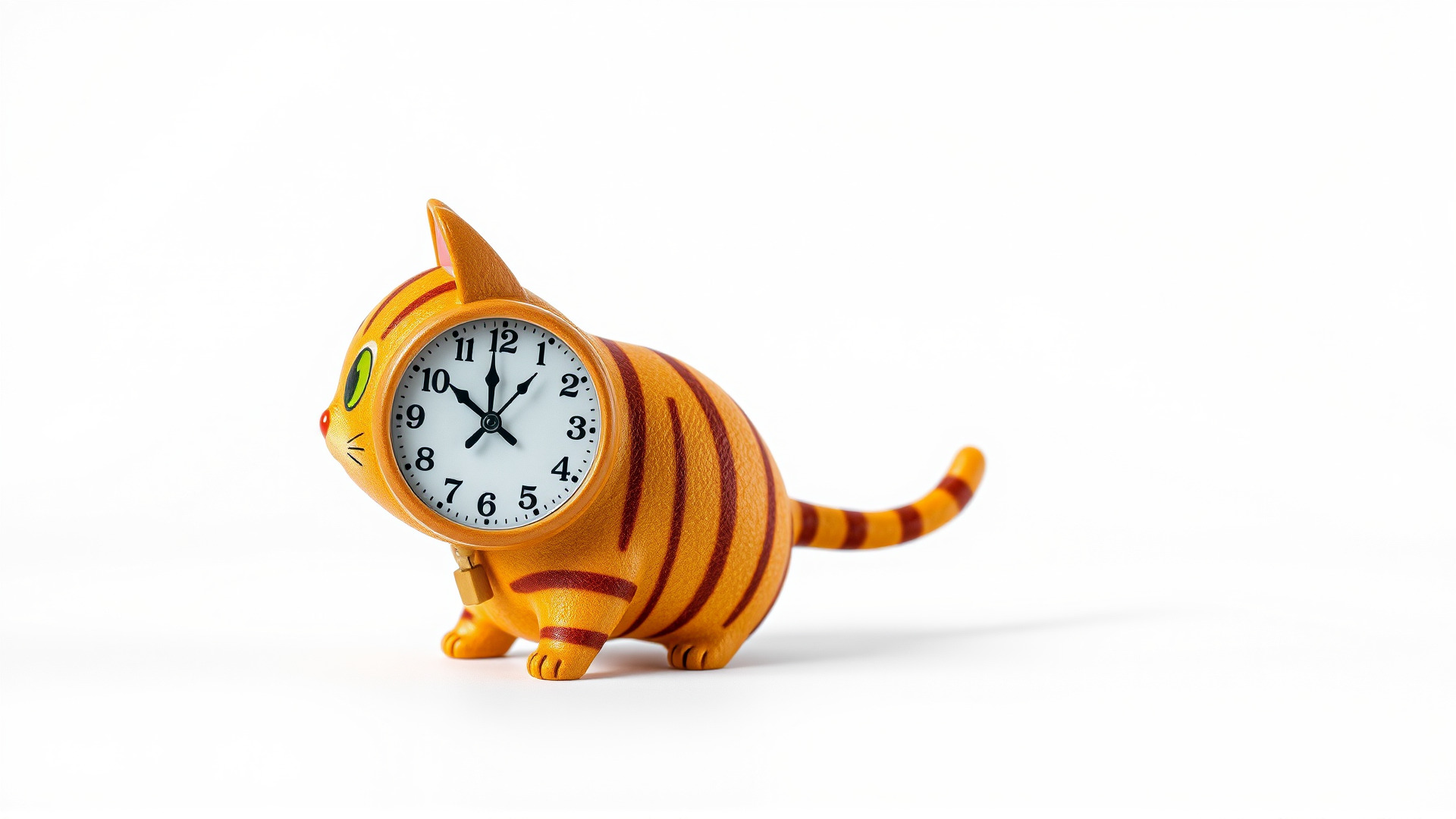 Striped Cat Clock with Swinging Tail as Pendulum Low-poly 3D model_3