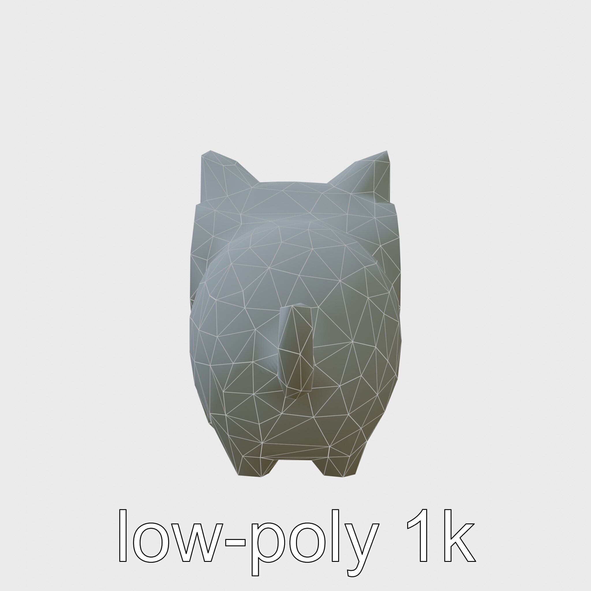 Striped Cat Clock with Swinging Tail as Pendulum Low-poly 3D model_15