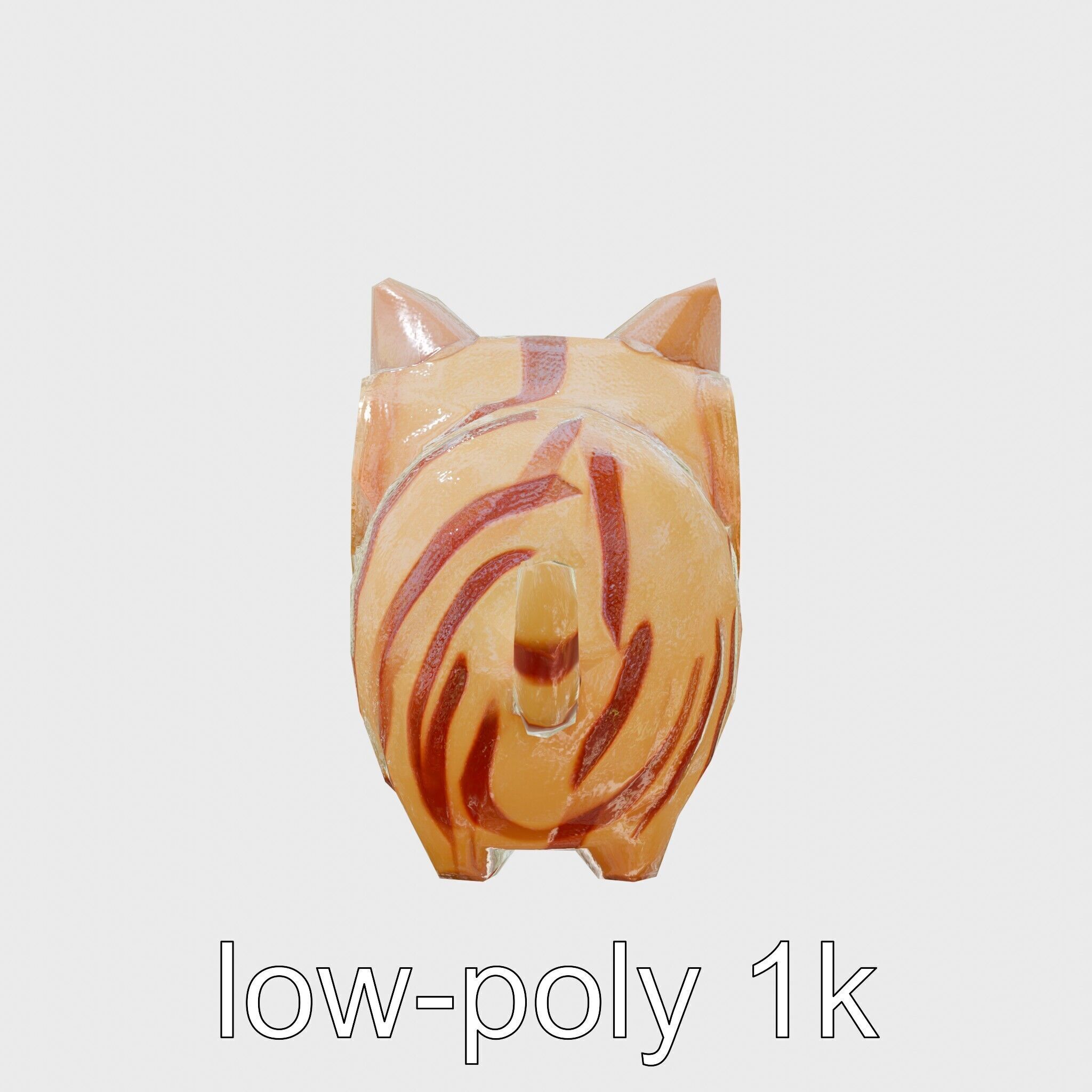 Striped Cat Clock with Swinging Tail as Pendulum Low-poly 3D model_10