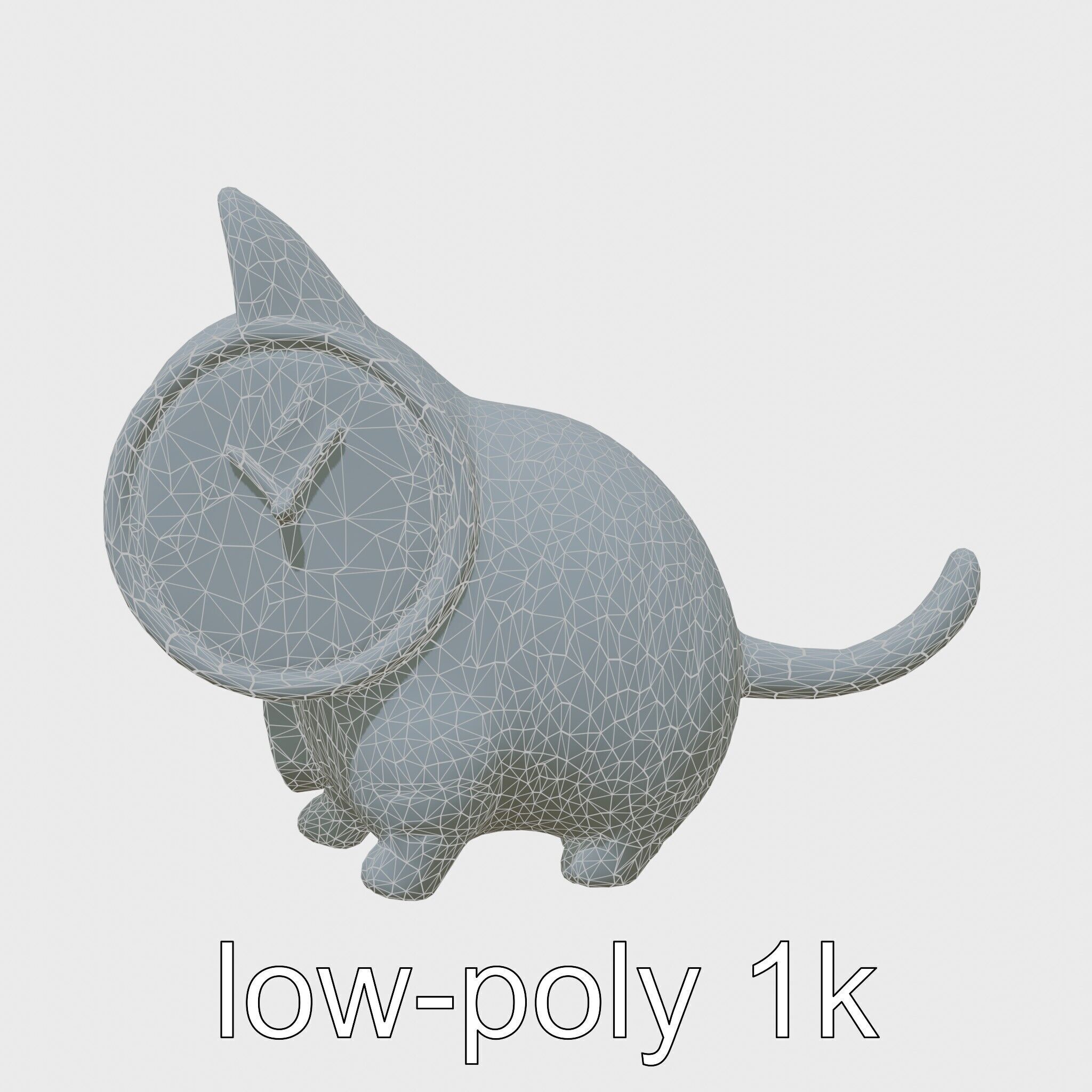 Striped Cat Clock with Swinging Tail as Pendulum Low-poly 3D model_30