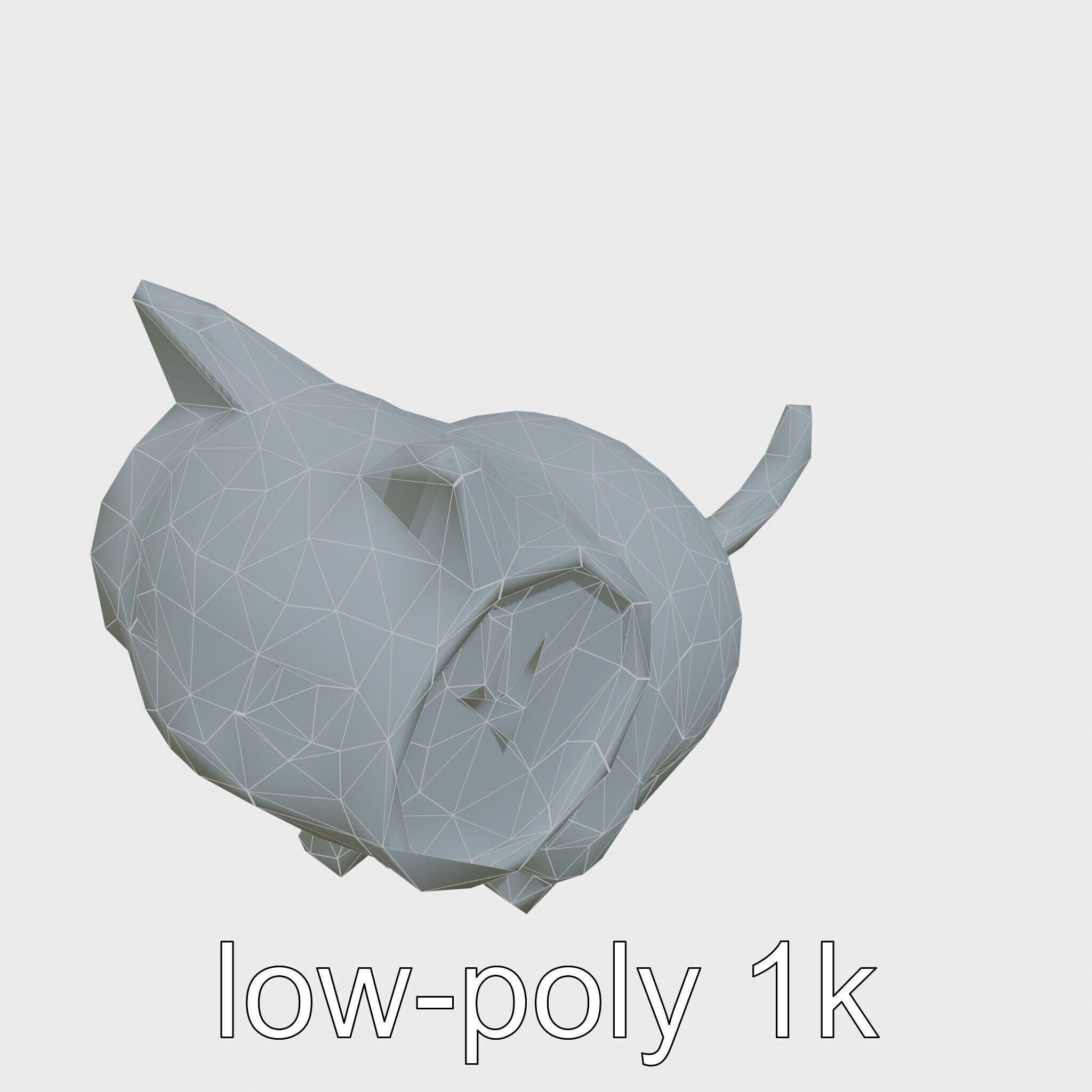 Striped Cat Clock with Swinging Tail as Pendulum Low-poly 3D model_14