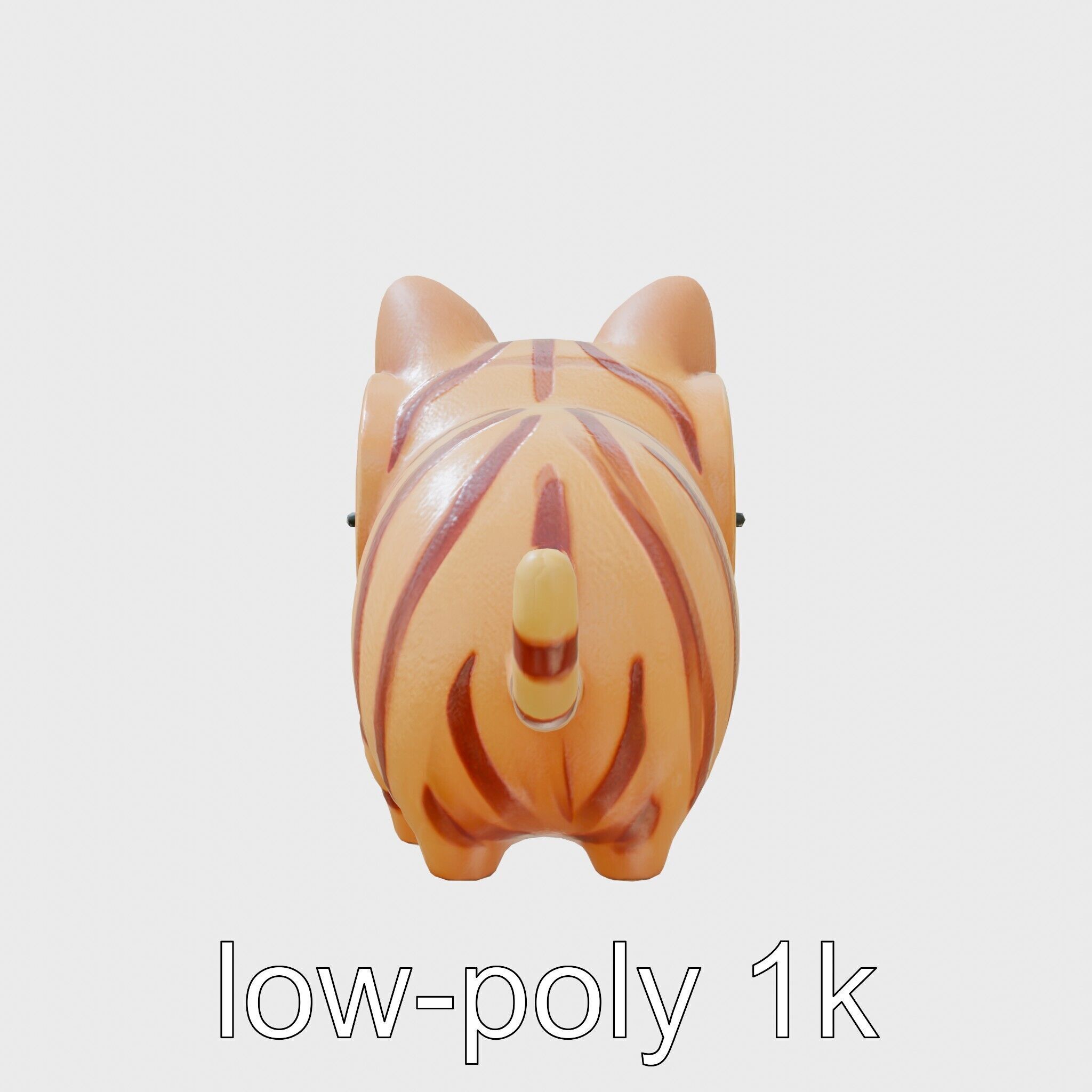 Striped Cat Clock with Swinging Tail as Pendulum Low-poly 3D model_1