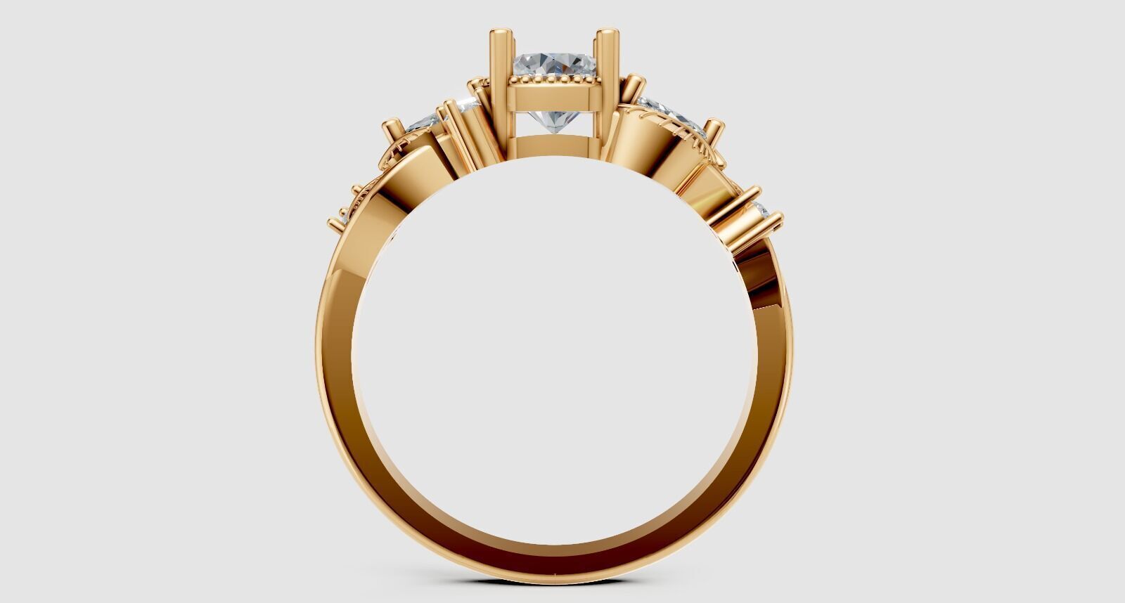 Solitaire Ring 3D print model_3