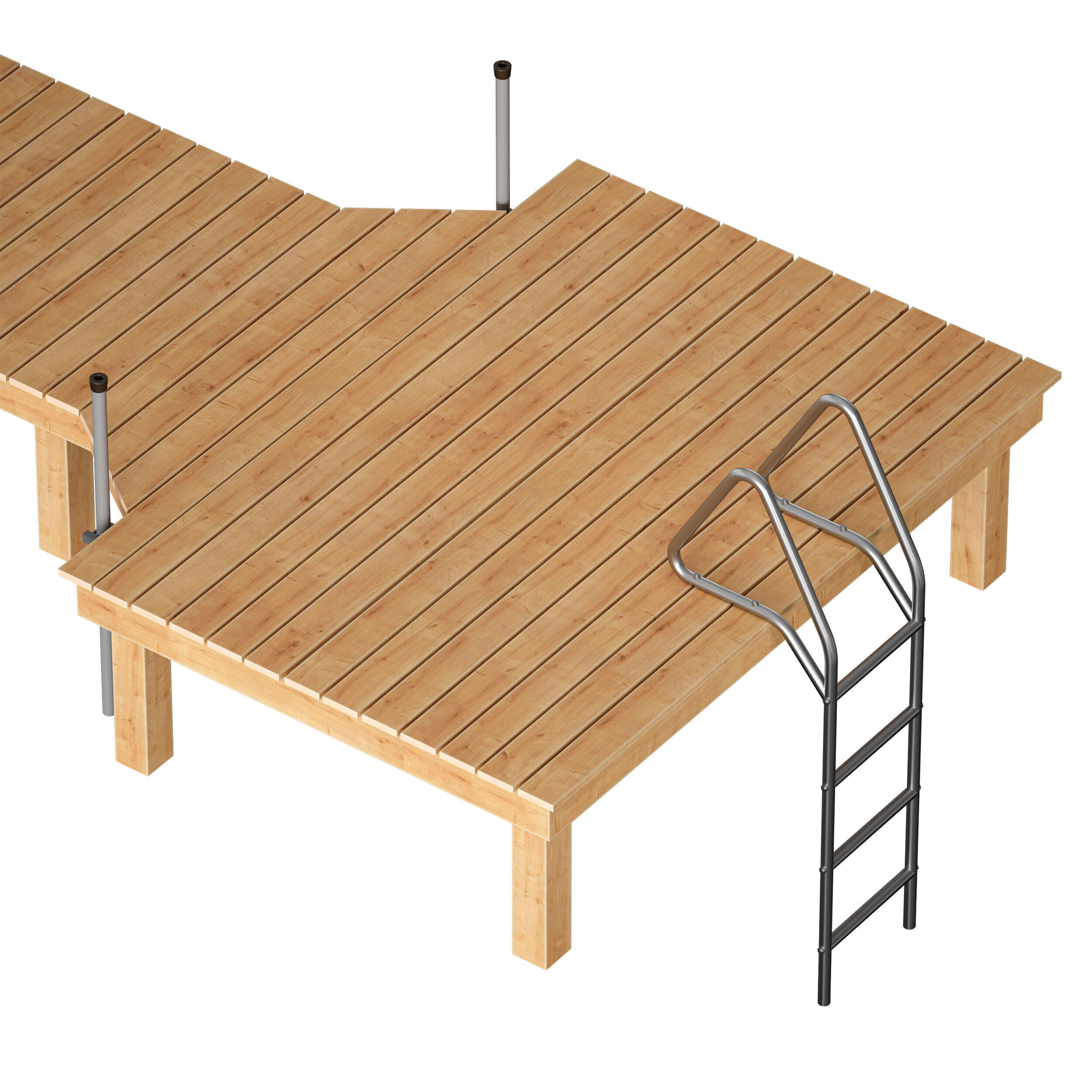 Wooden pier river dock pontoon 3D model_11