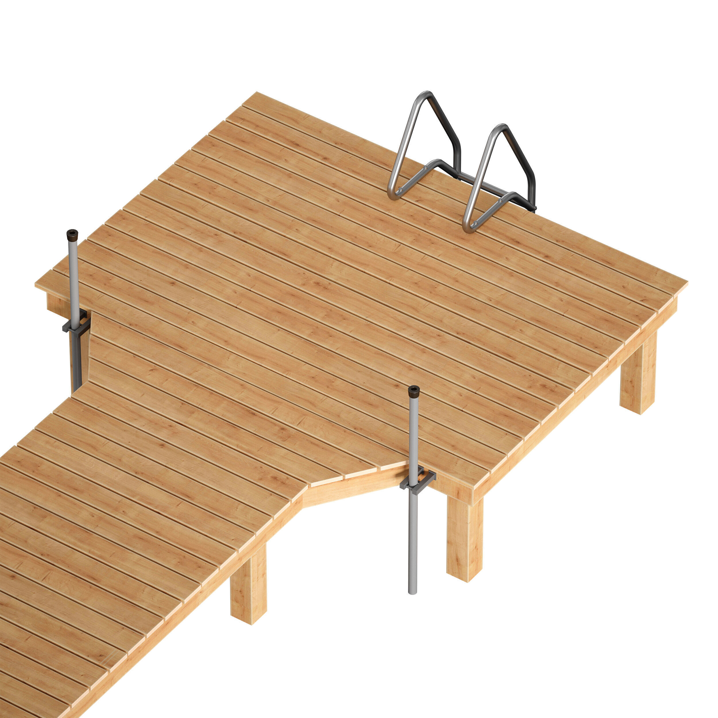 Wooden pier river dock pontoon 3D model_13