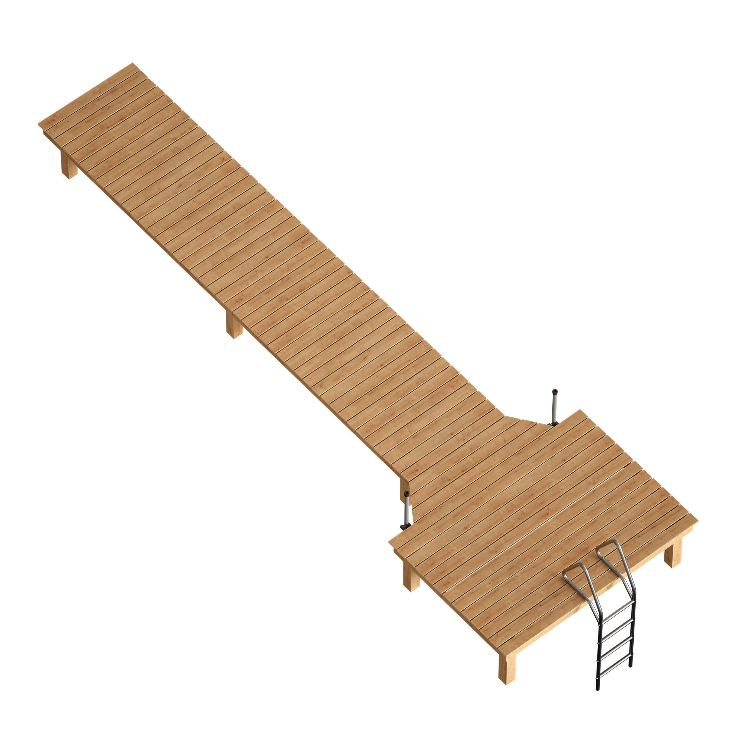 Wooden pier river dock pontoon 3D model_4