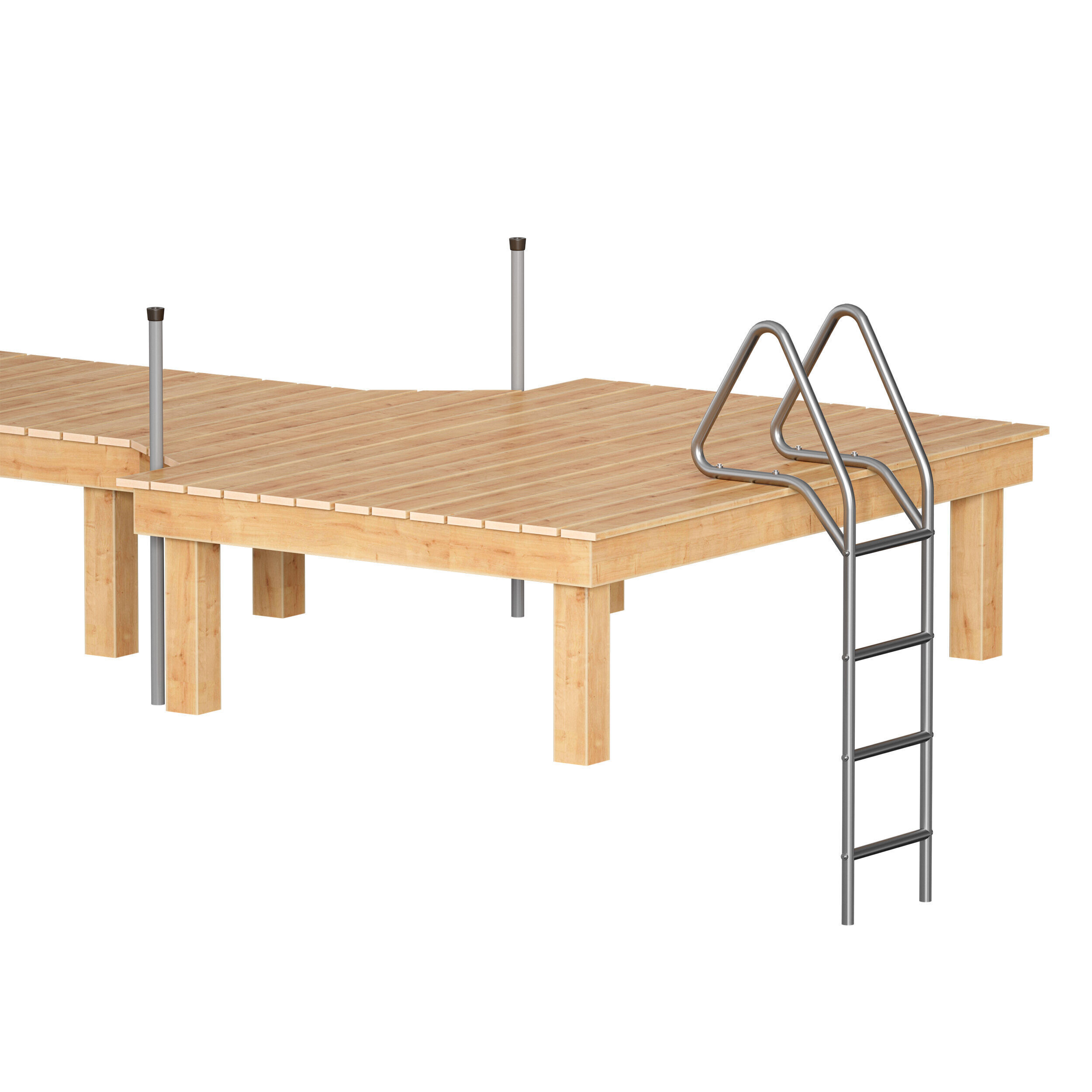 Wooden pier river dock pontoon 3D model_10