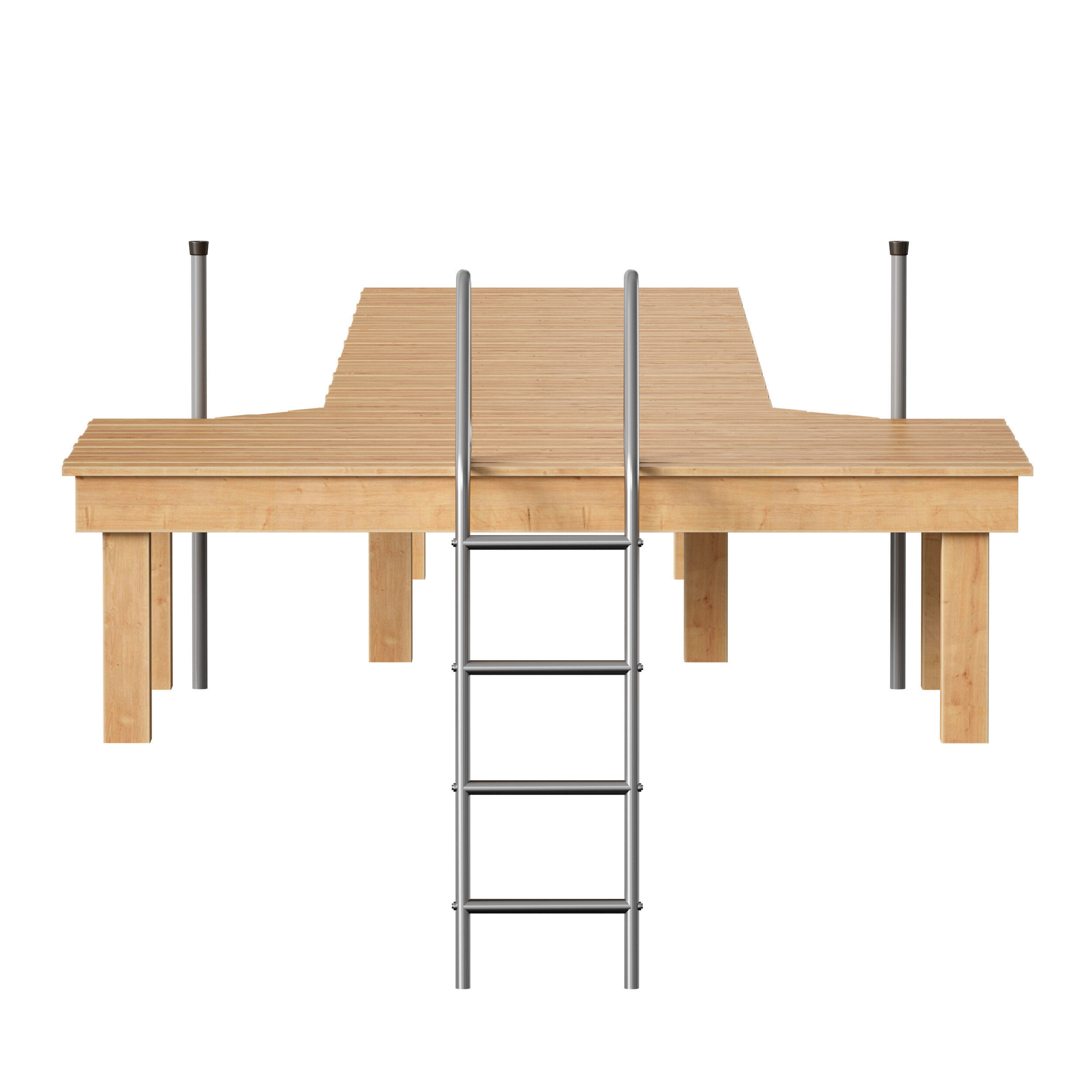 Wooden pier river dock pontoon 3D model_6