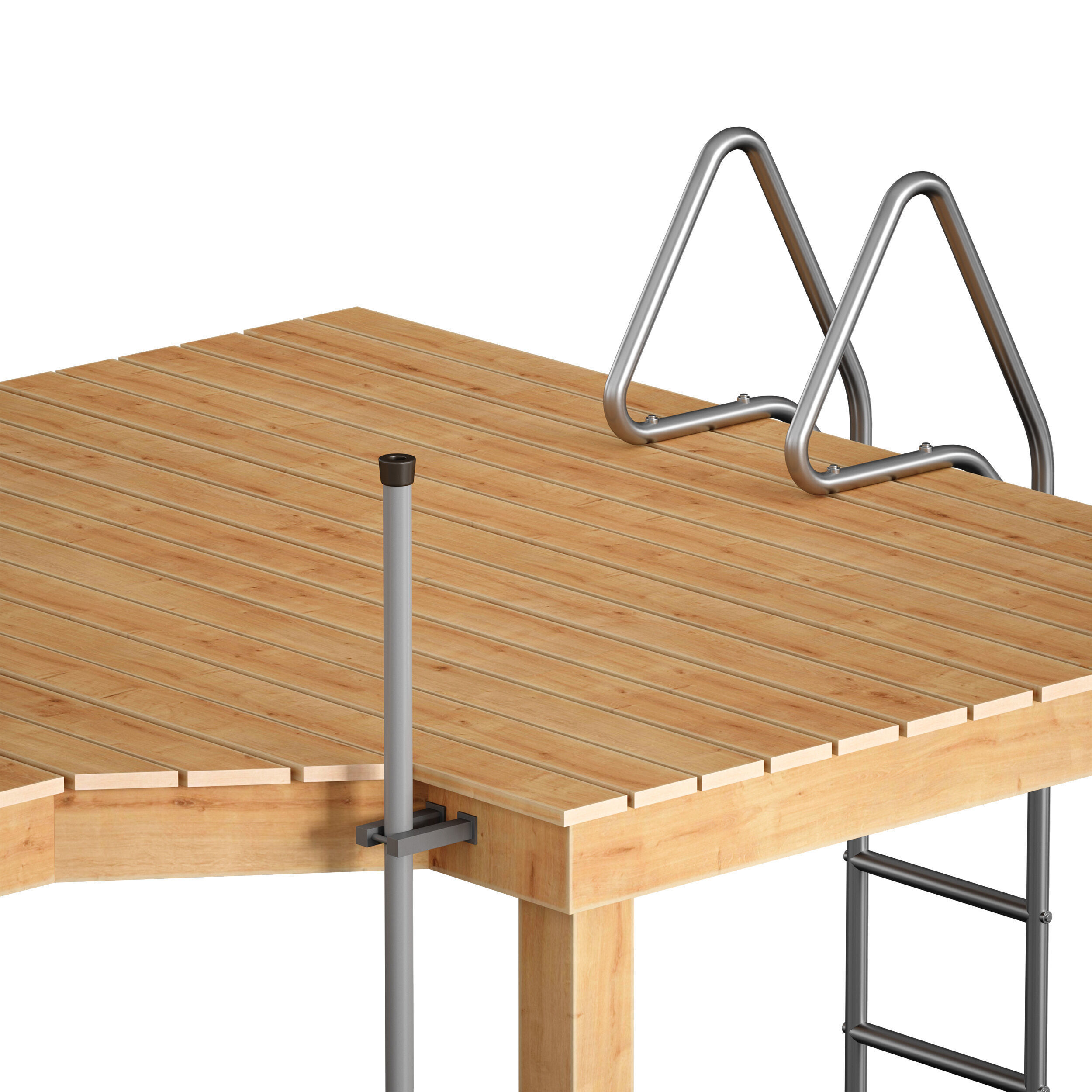 Wooden pier river dock pontoon 3D model_16