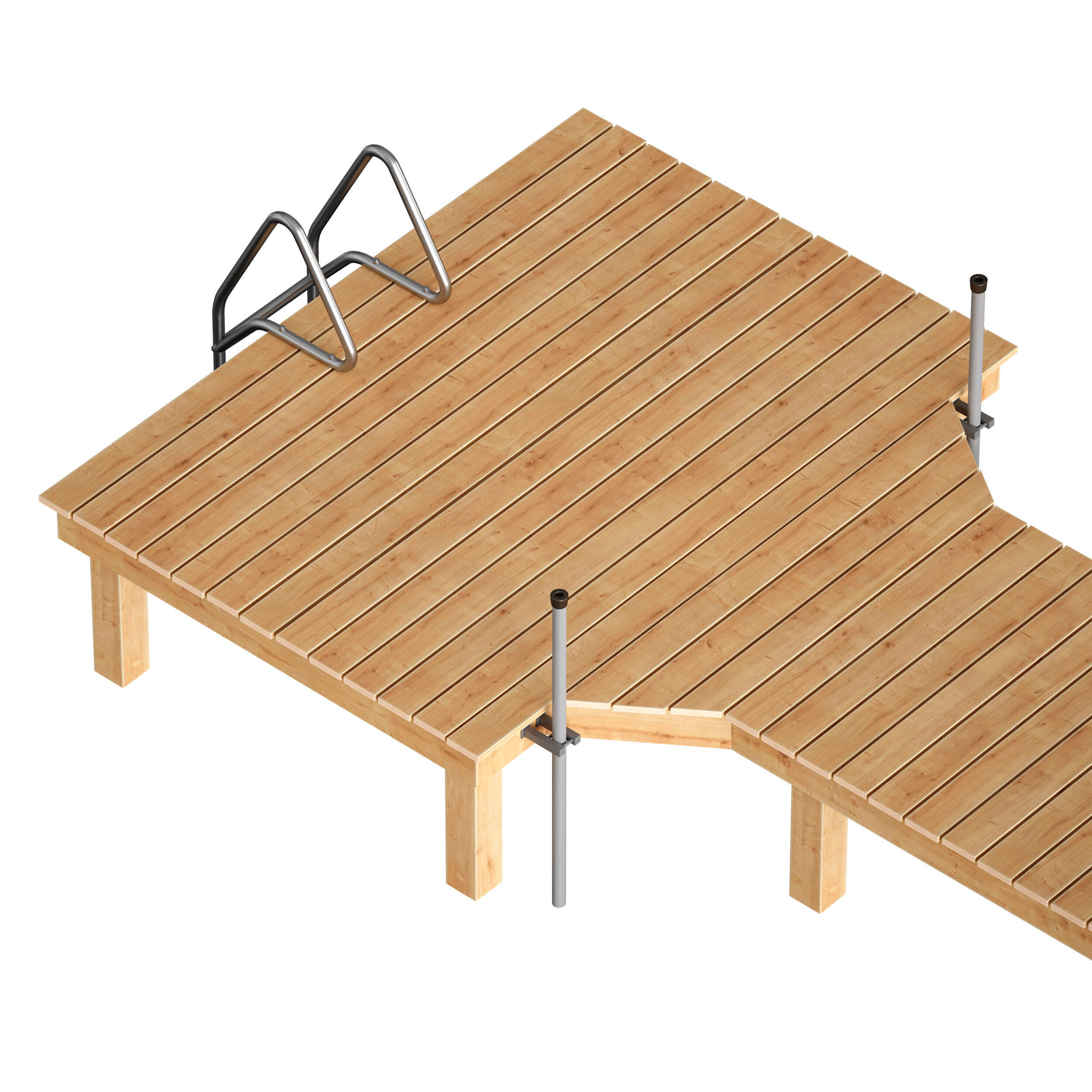 Wooden pier river dock pontoon 3D model_12