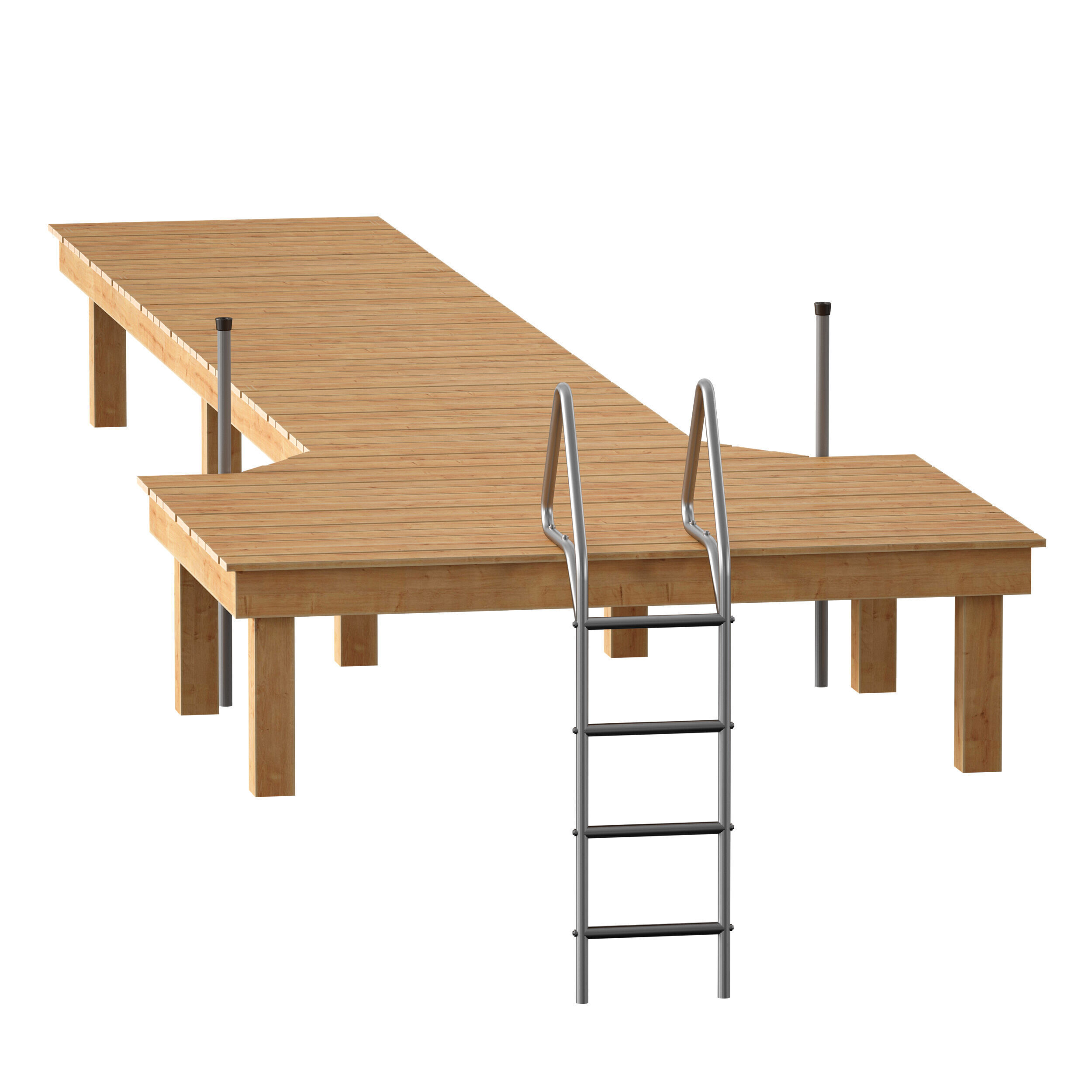 Wooden pier river dock pontoon 3D model_5