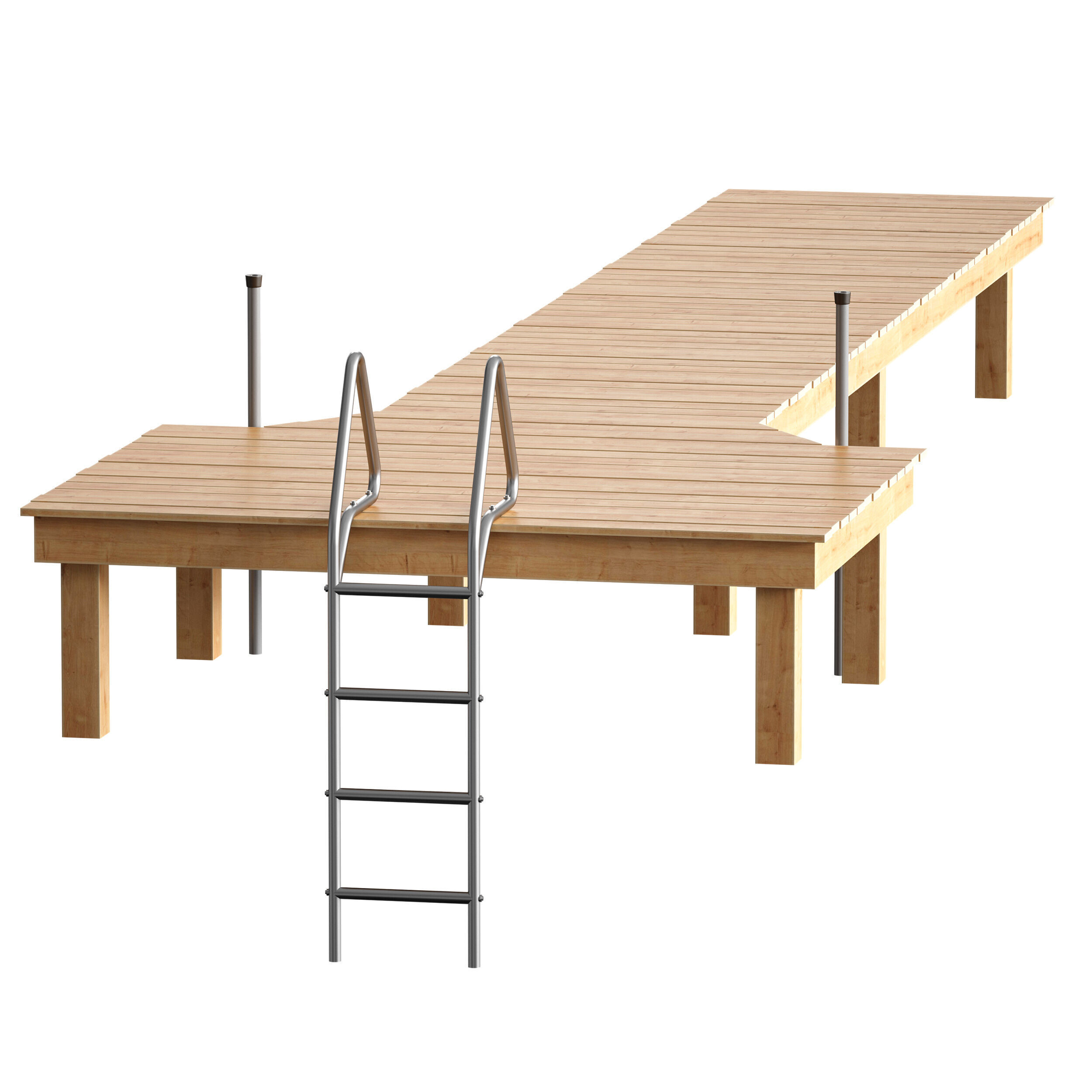 Wooden pier river dock pontoon 3D model_9