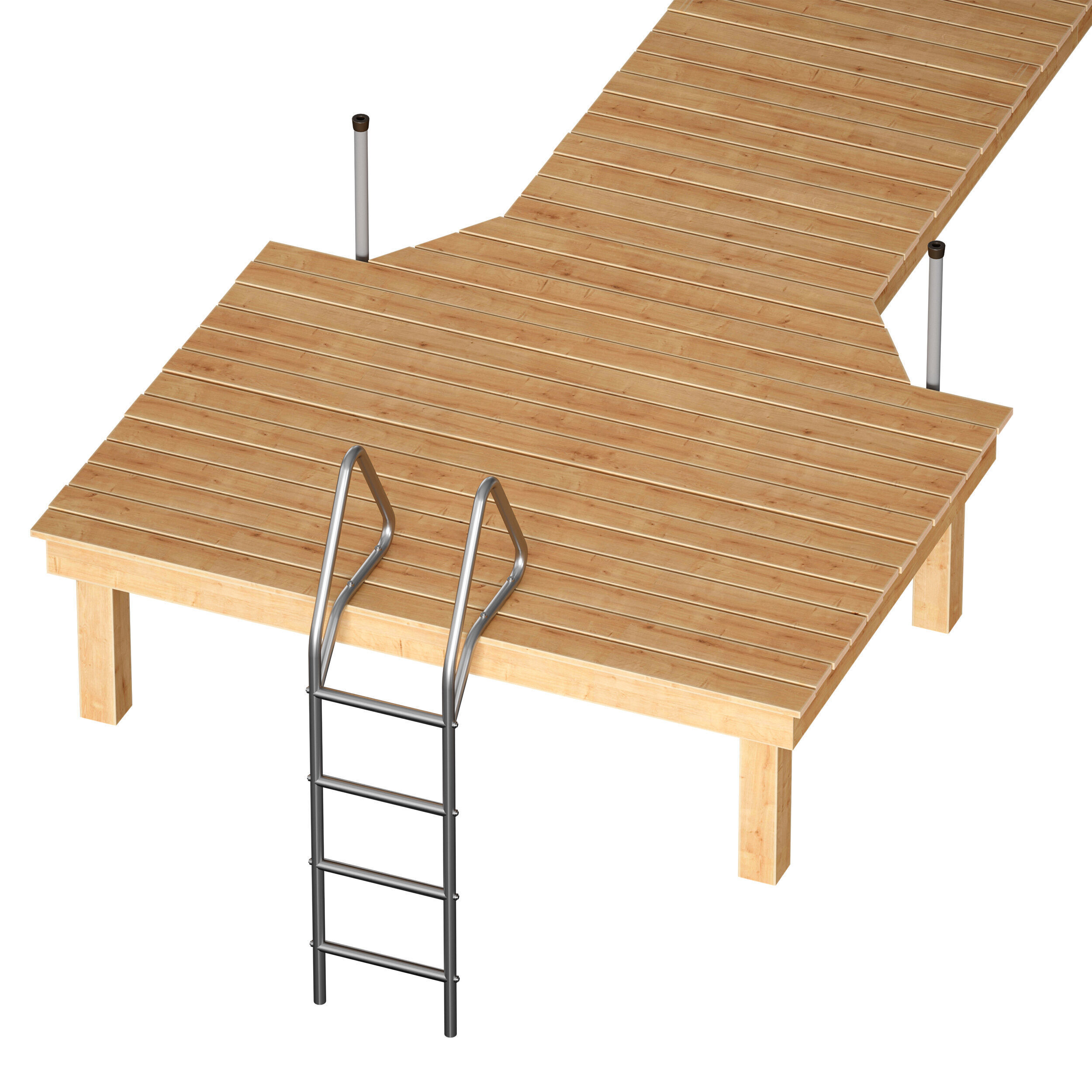 Wooden pier river dock pontoon 3D model_8