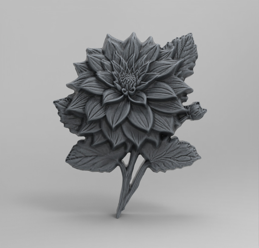 dahlia flower cnc  3D print model_2