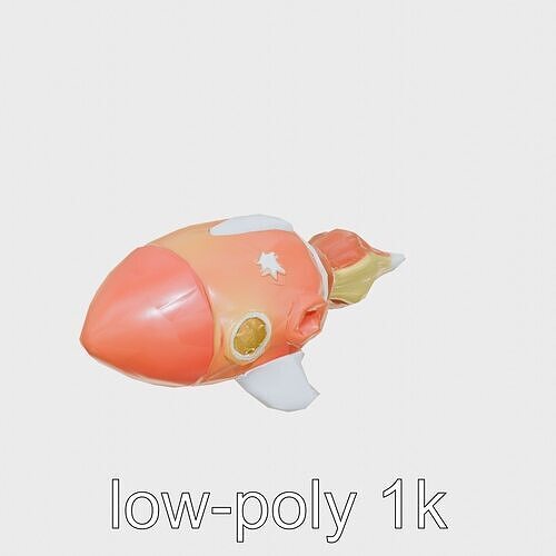 Cartoon Rocket Nightlight with Illuminators and Smoky Trail Low-poly 3D model