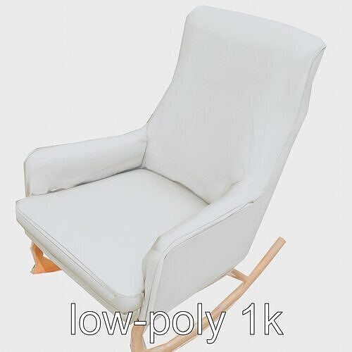 Elegant Plush Rocking Chair Model Low-poly 3D model 5
